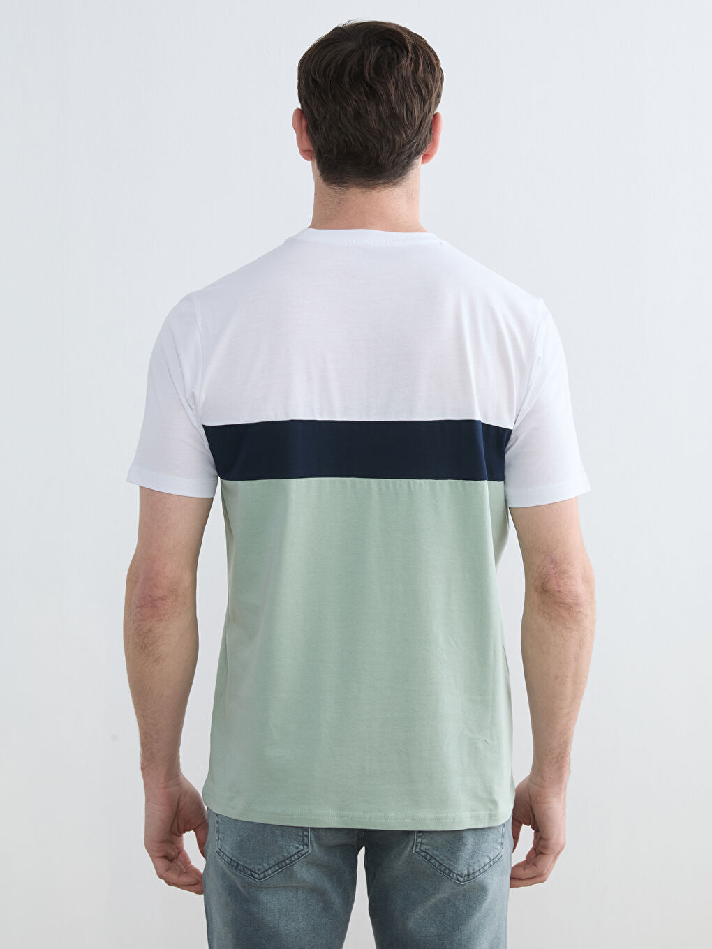 Crew Neck Color Block Jersey Men's T-Shirt-3