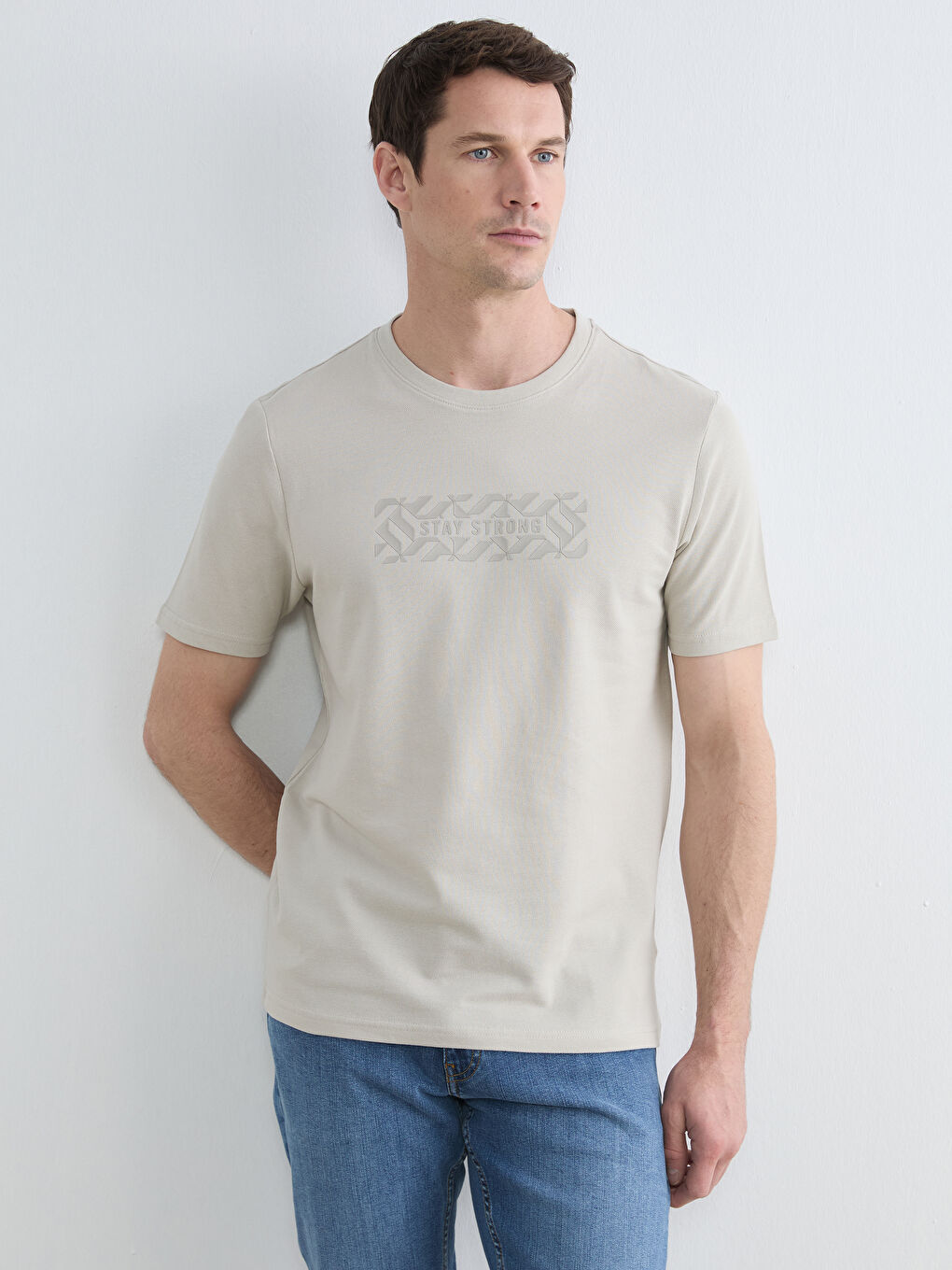 Crew Neck Printed Piqué Men's T-Shirt