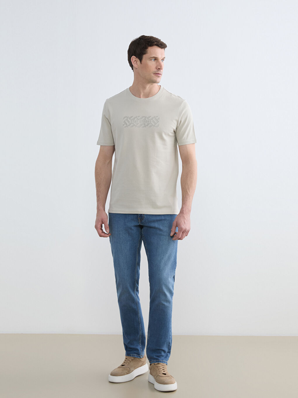 Crew Neck Printed Piqué Men's T-Shirt-1