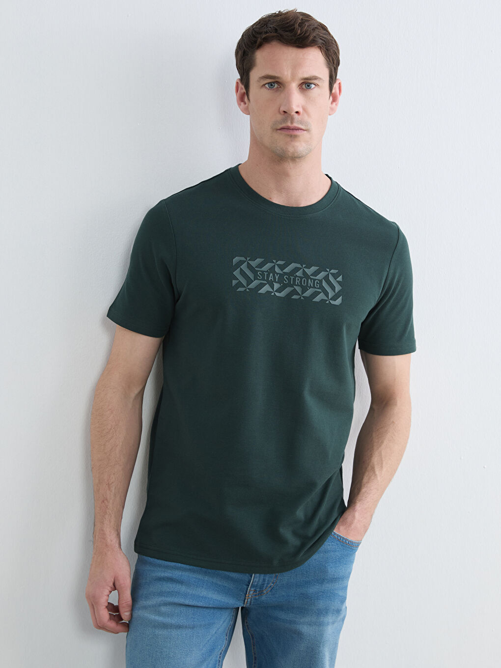 Crew Neck Printed Pique Men's T-Shirt