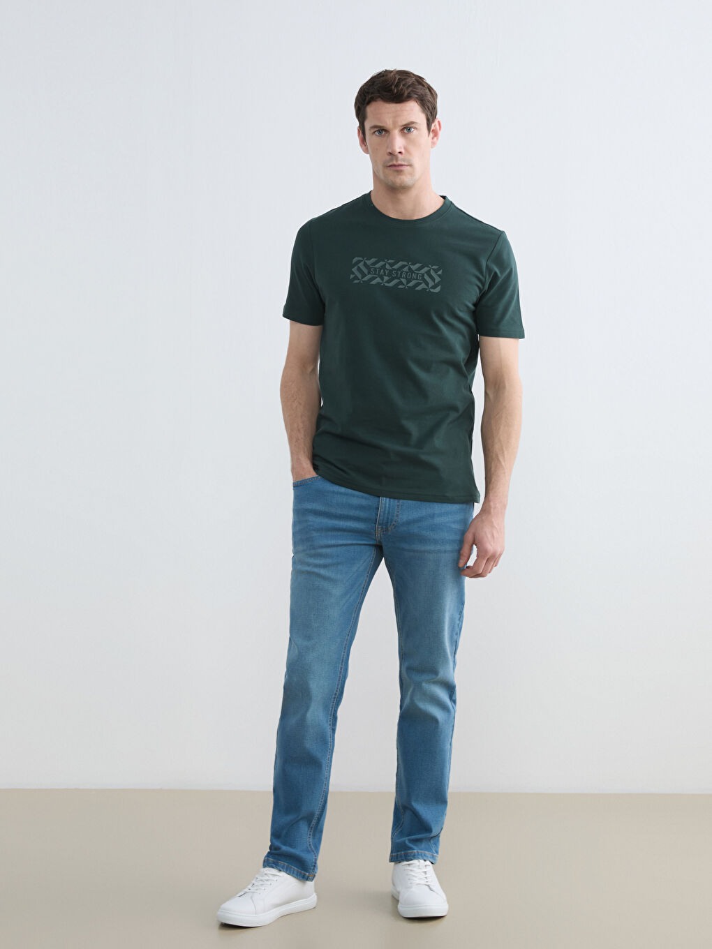 Crew Neck Printed Pique Men's T-Shirt-1