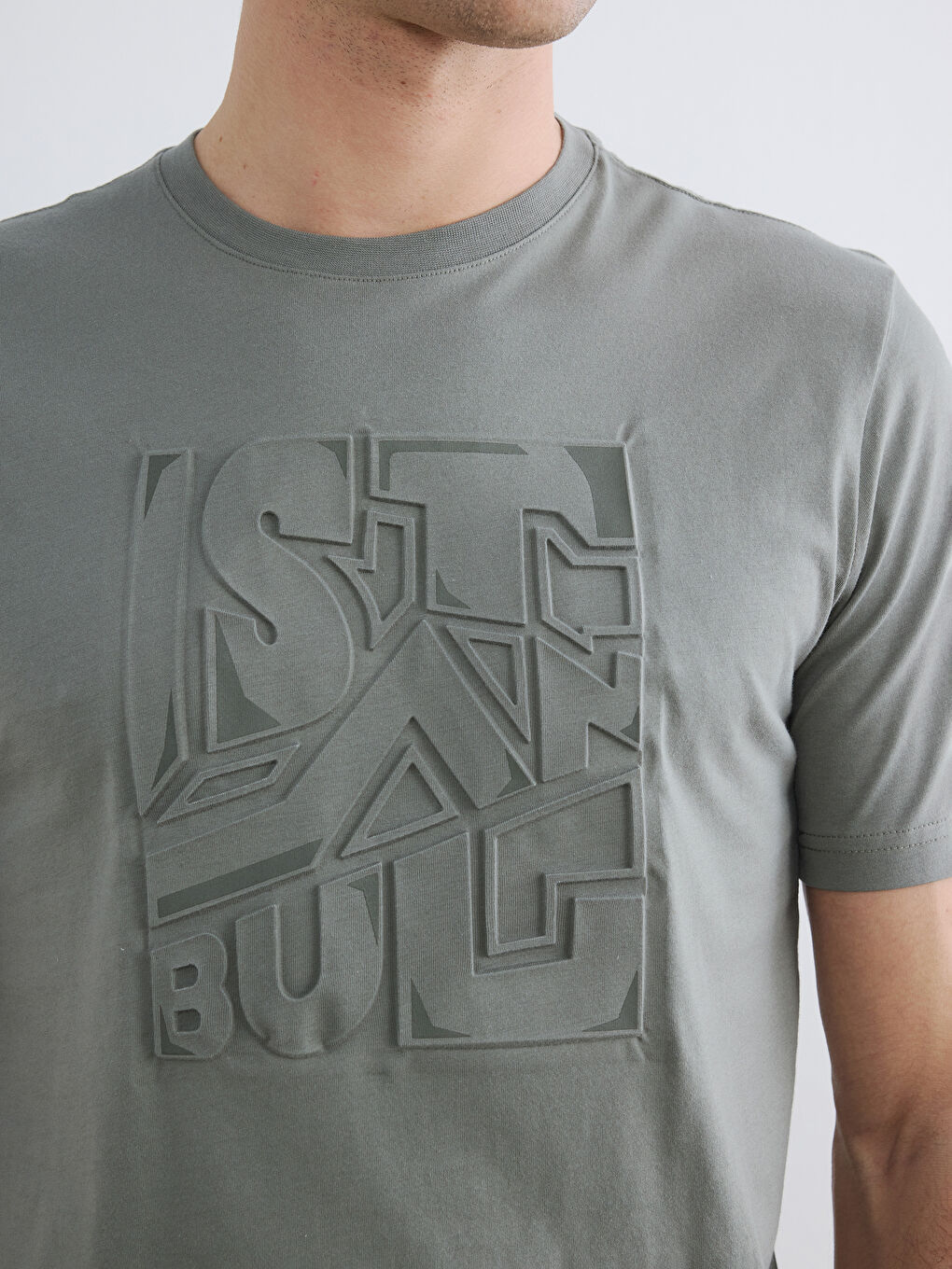 Tricou Jerseu Imprimat cu Guler Rotund pentru Bărbați-2