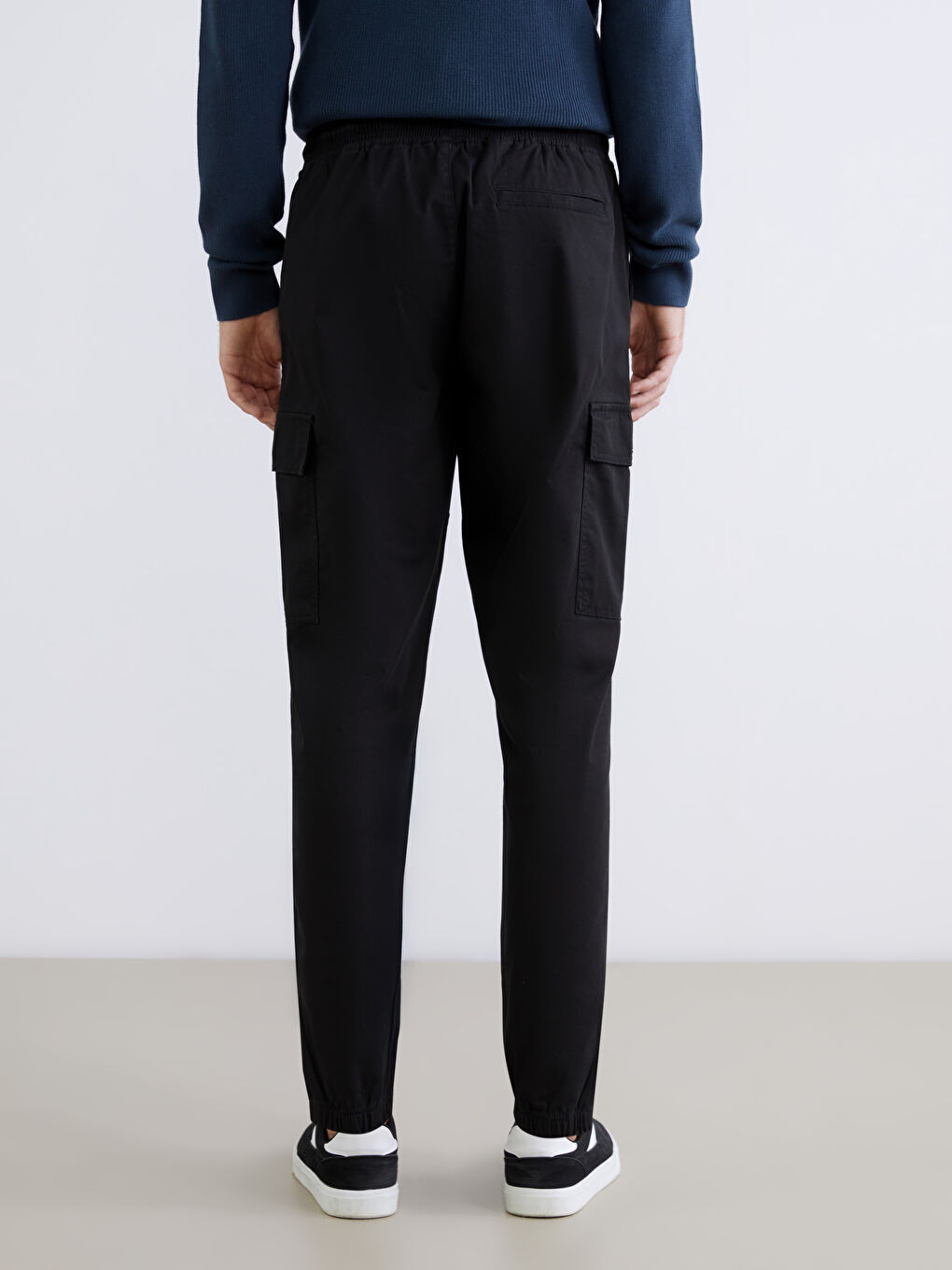 Siyah Standart Kalıp Gabardin Erkek Pantolon-3