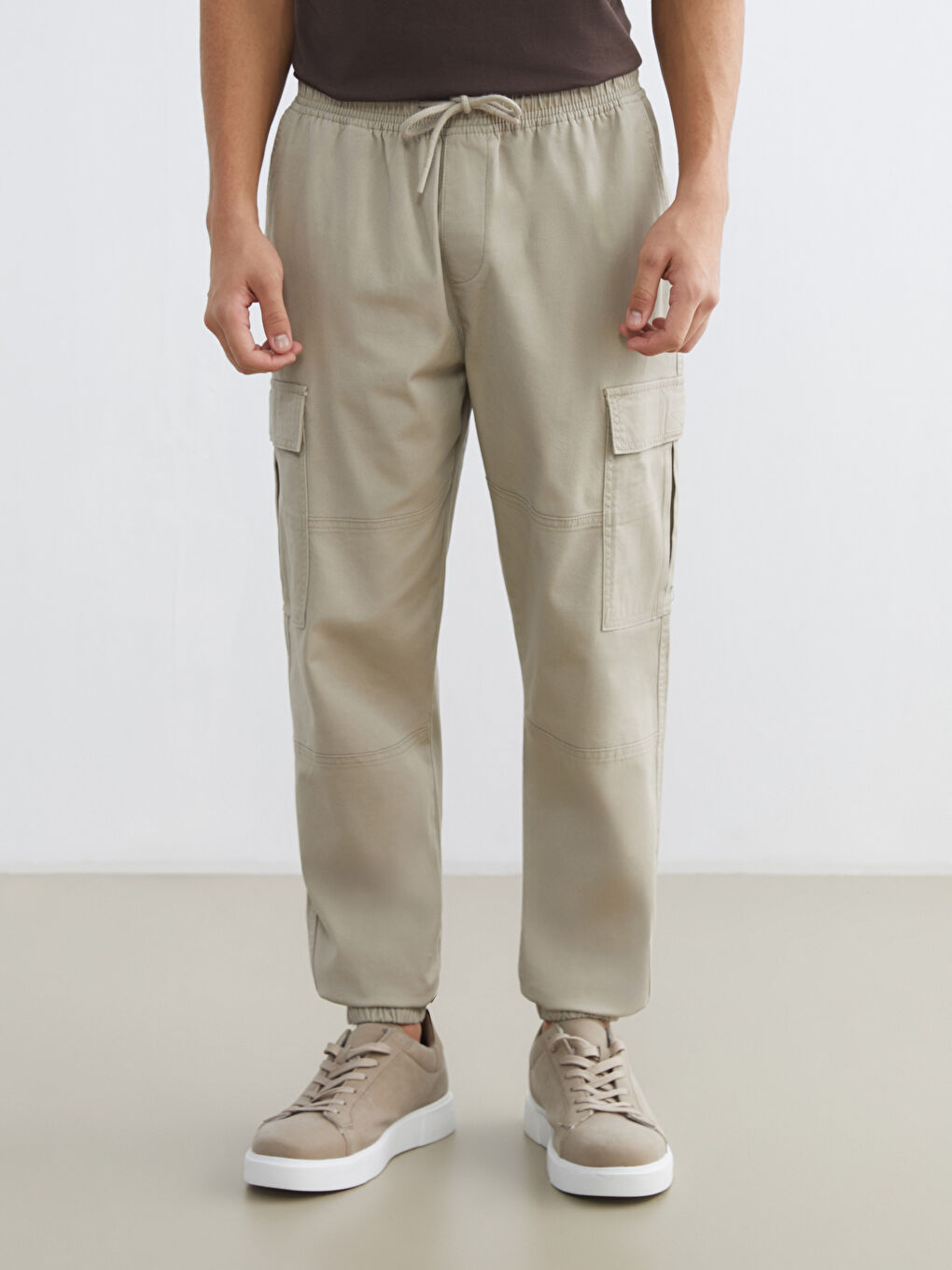 Bej Standart Kalıp Gabardin Erkek Pantolon-1