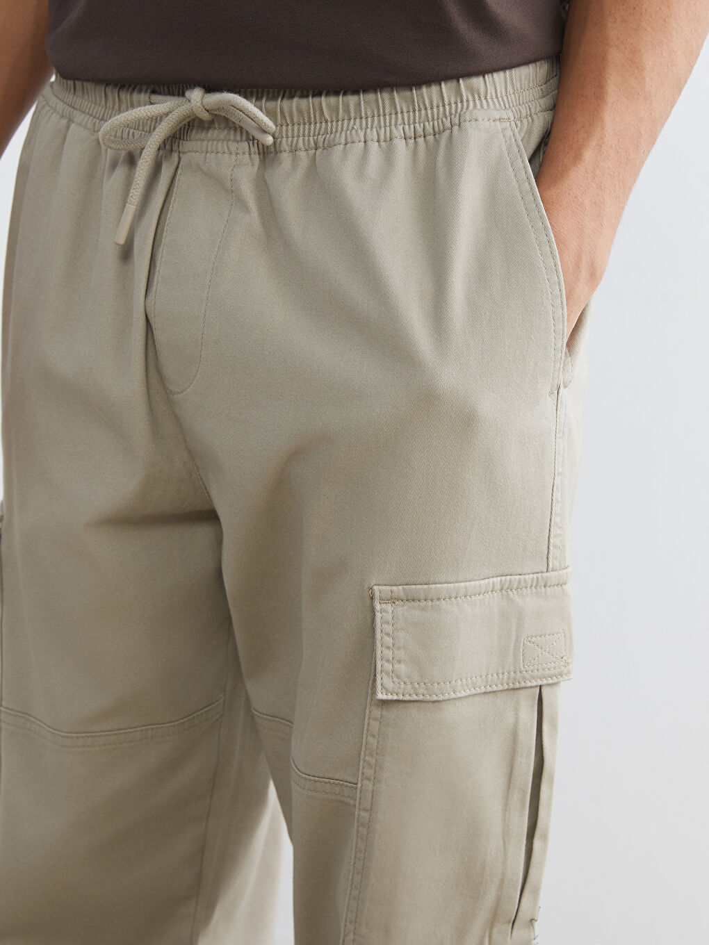 Bej Standart Kalıp Gabardin Erkek Pantolon-2