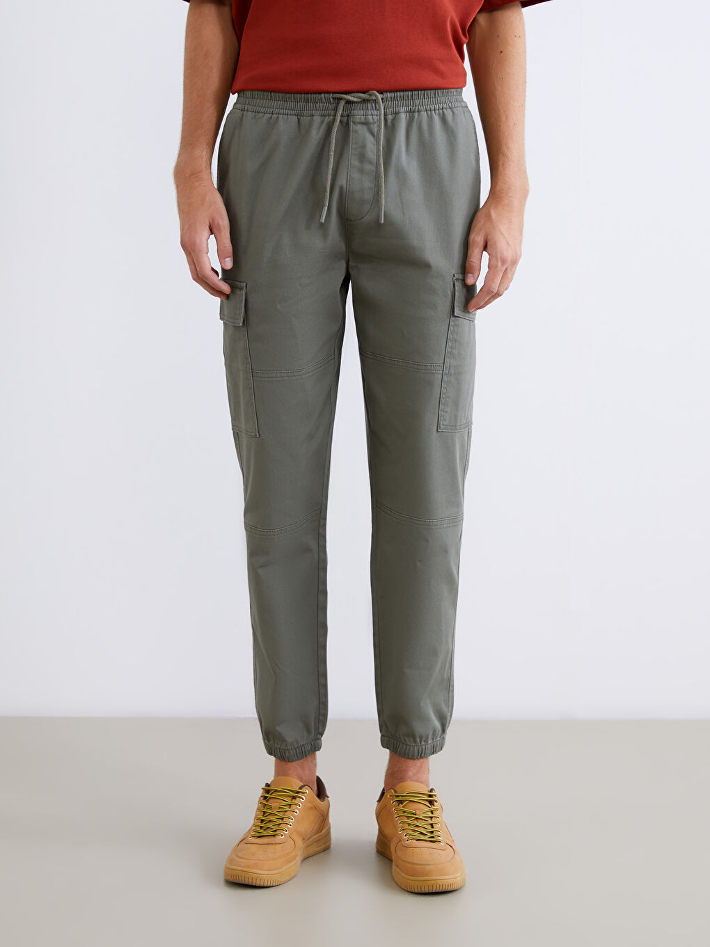 Haki Standart Kalıp Gabardin Erkek Pantolon-1