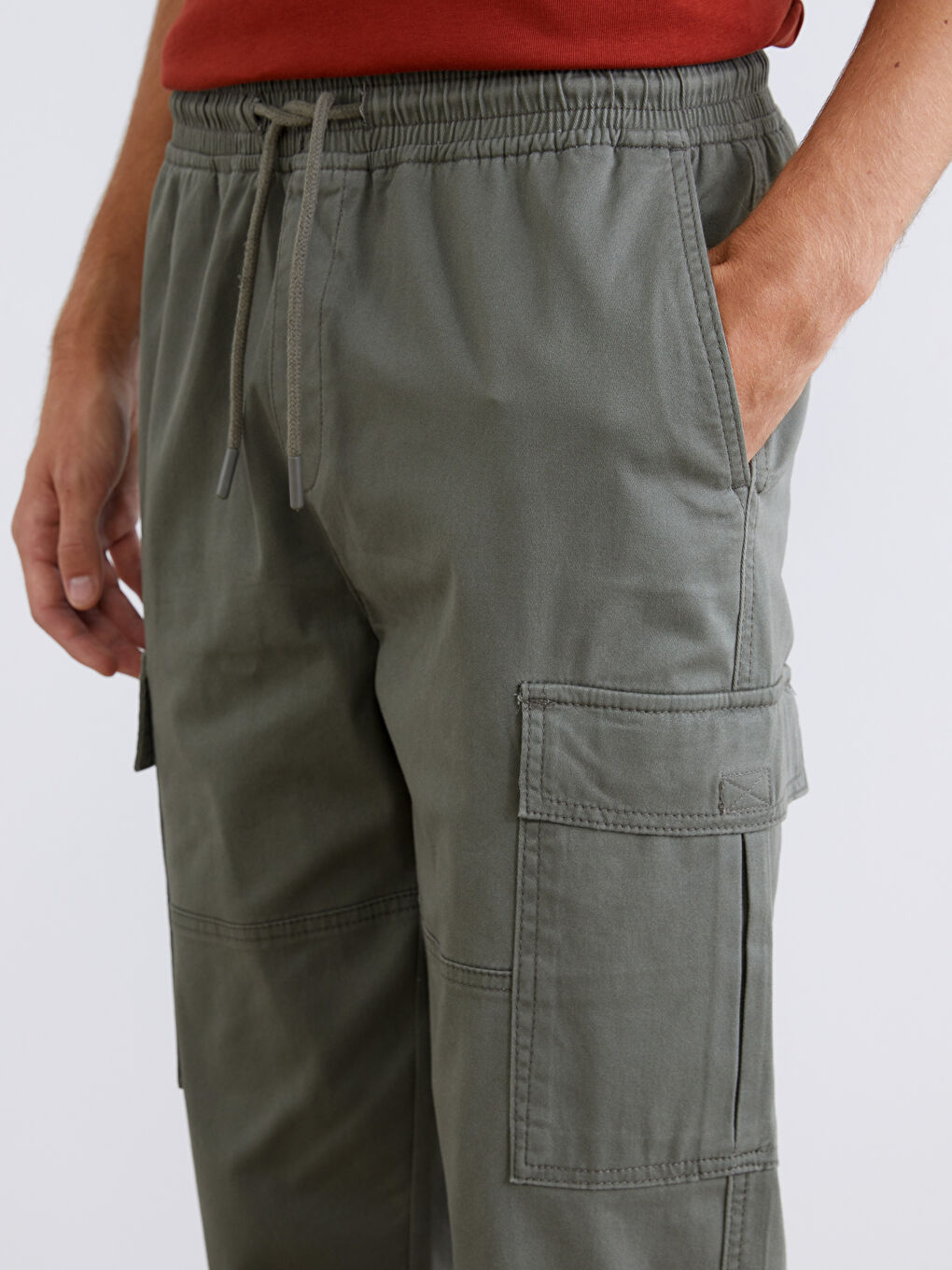 Haki Standart Kalıp Gabardin Erkek Pantolon-2