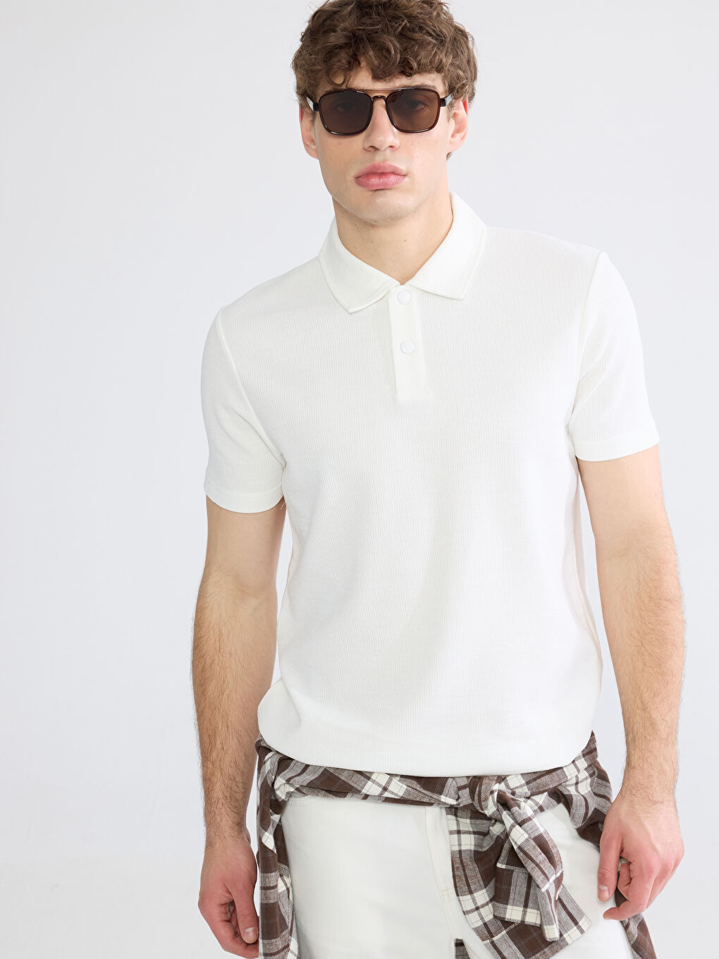 Ekru Polo Yaka Erkek Tişört