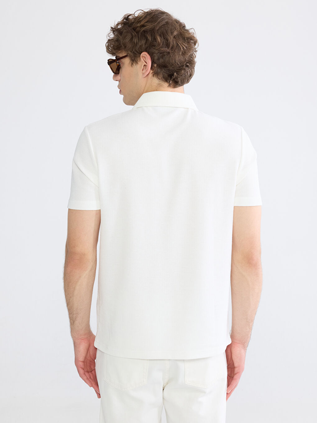 Ekru Polo Yaka Erkek Tişört-3