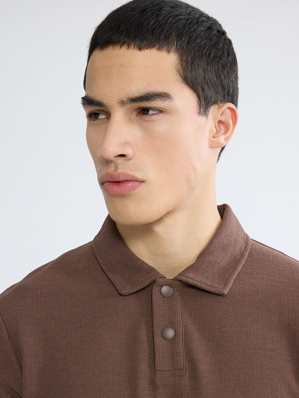 Kahverengi Polo Yaka Erkek Tişört-3