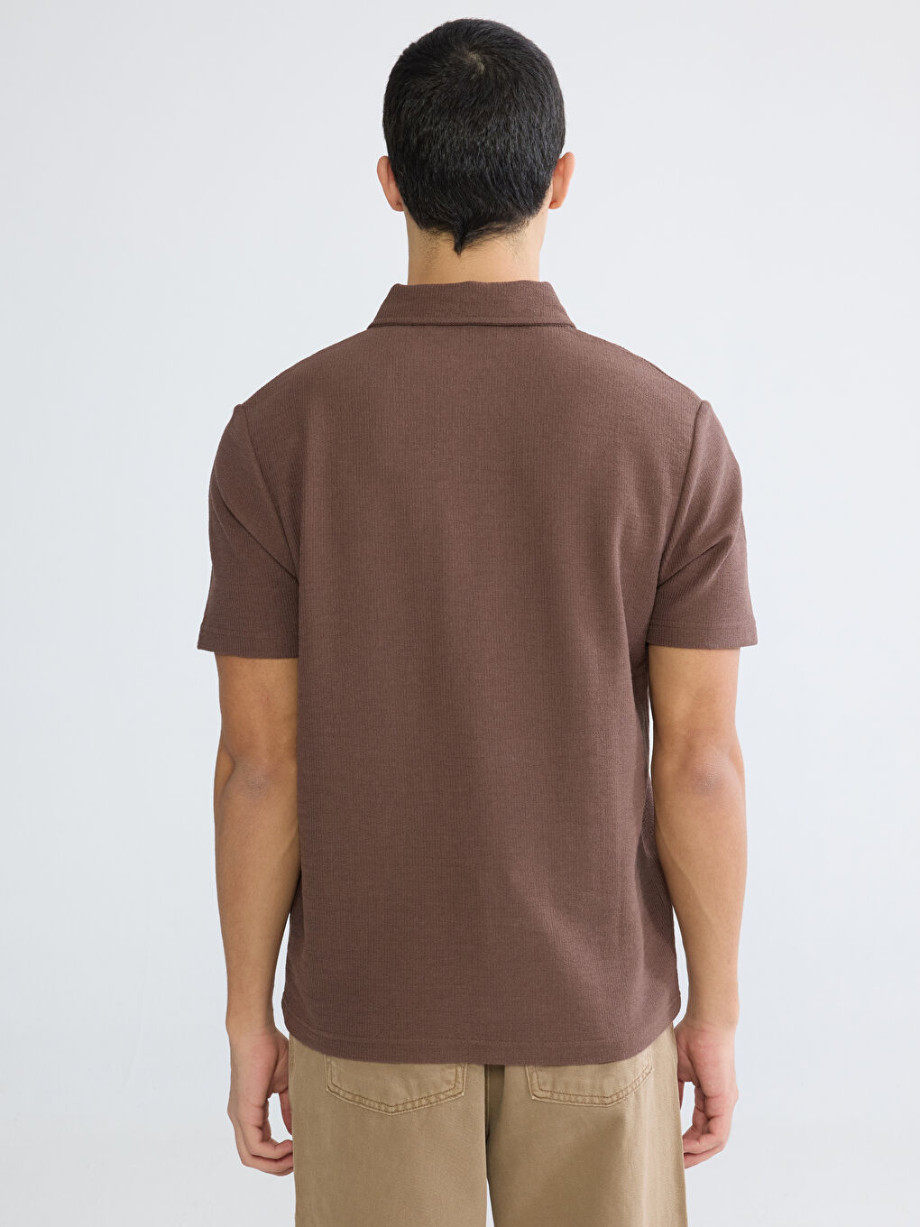 Kahverengi Polo Yaka Erkek Tişört-4