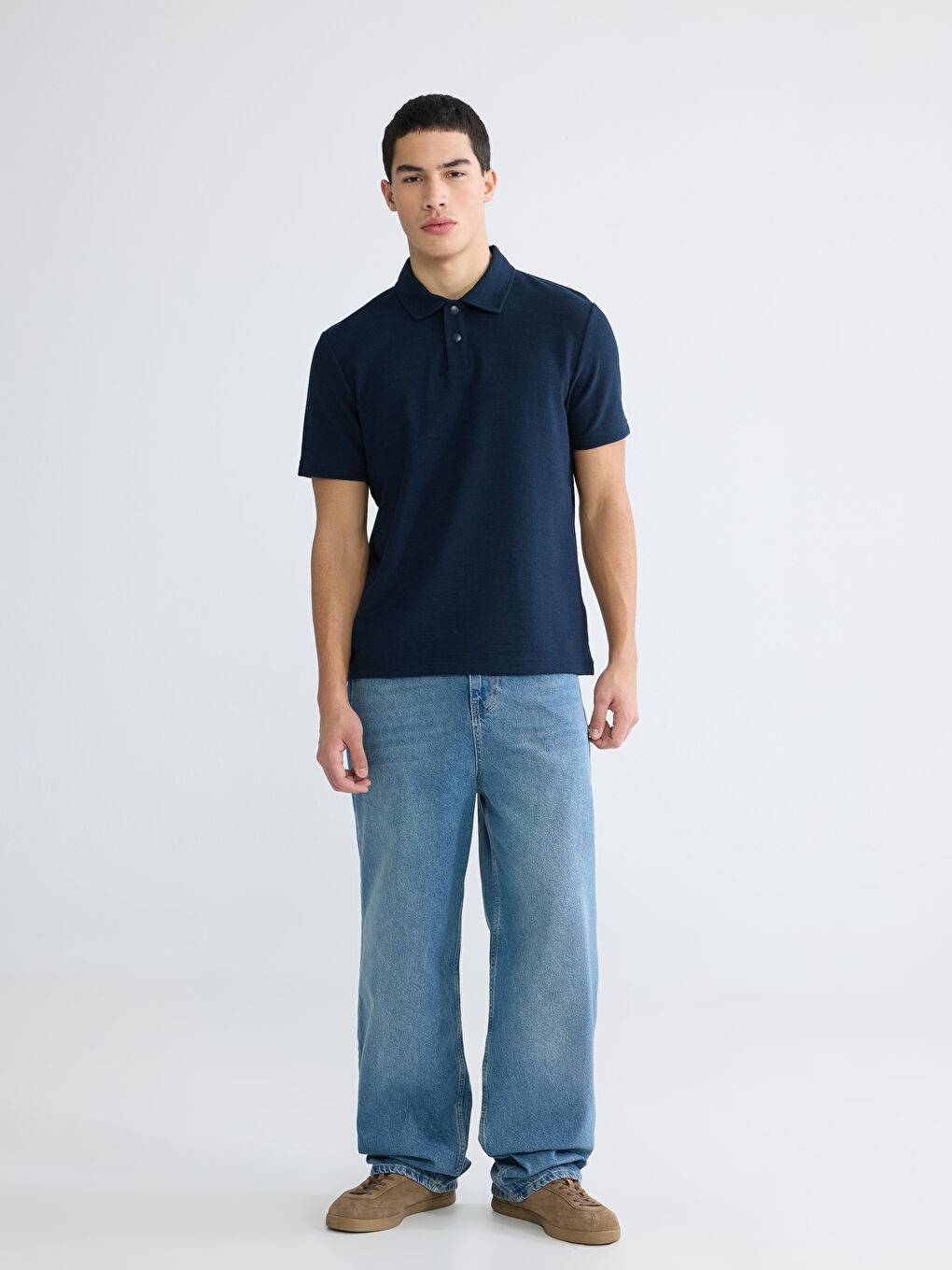 Lacivert Polo Yaka Erkek Tişört-1