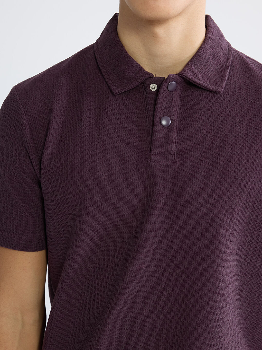 Mürdüm Polo Yaka Erkek Tişört-2