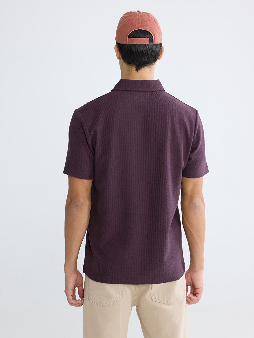 Mürdüm Polo Yaka Erkek Tişört-3