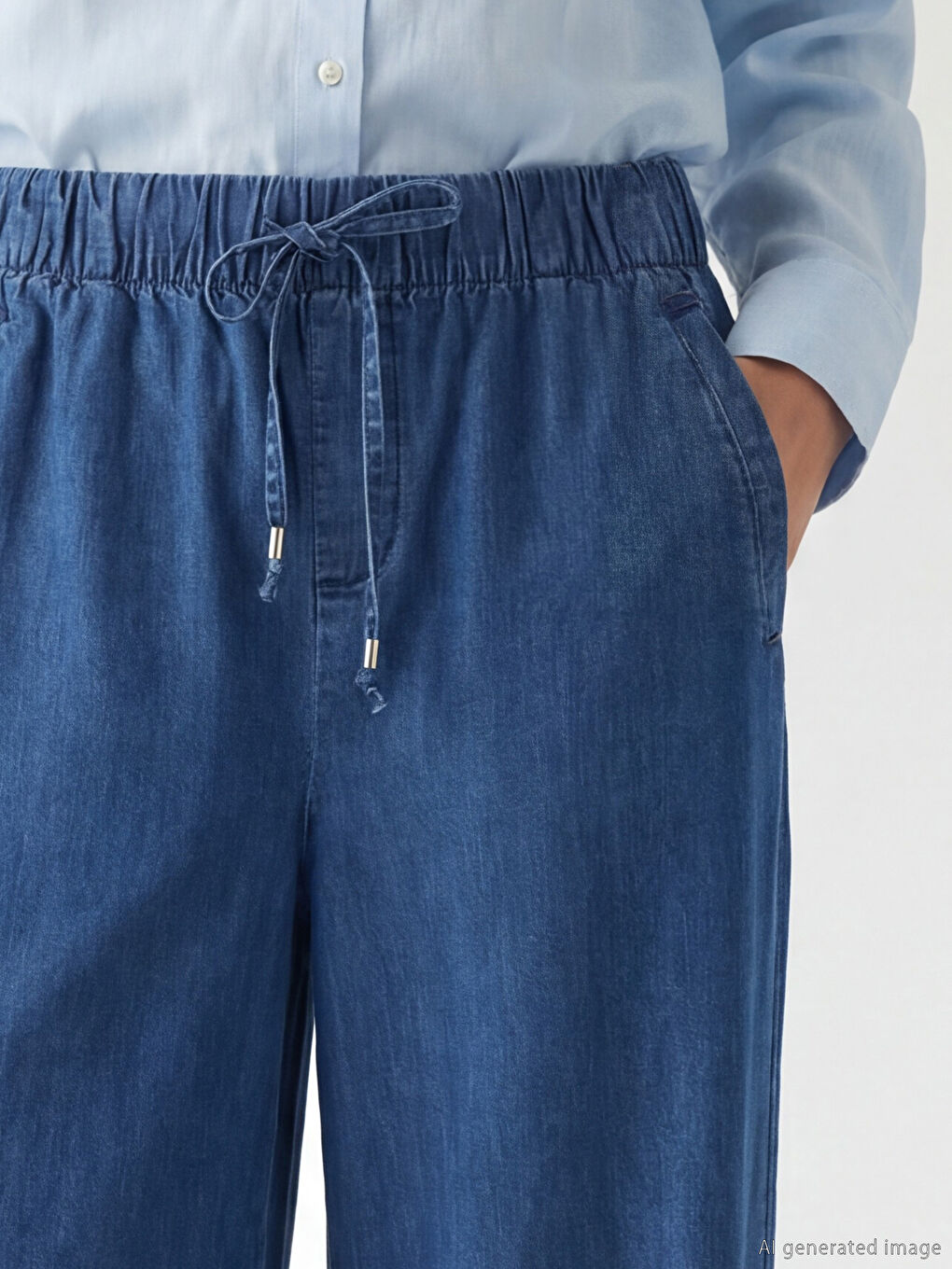 Elastic Waist Wide Leg Women's Jeans-2