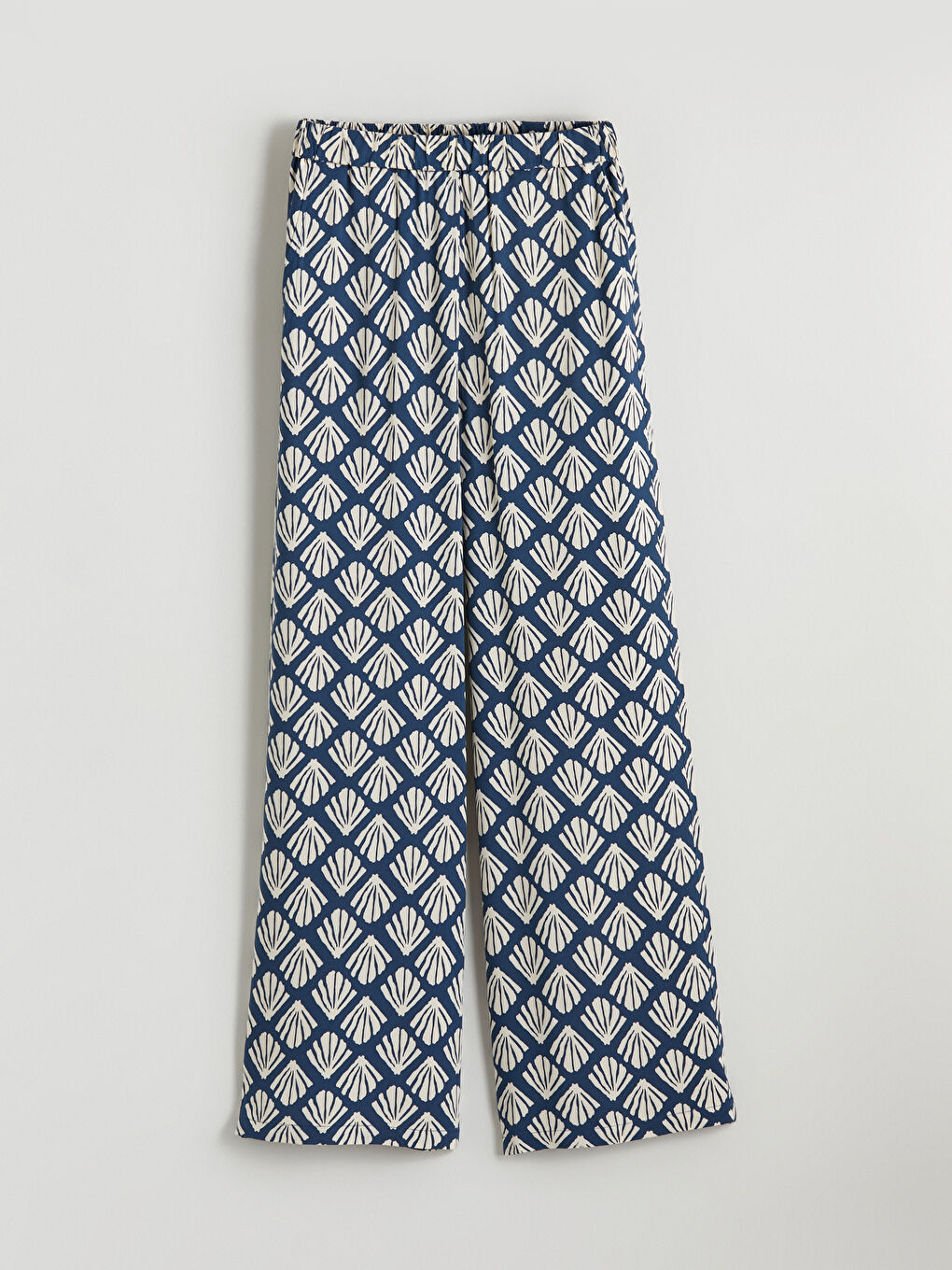 Women's Patterned Trousers with Elastic Waistband-4