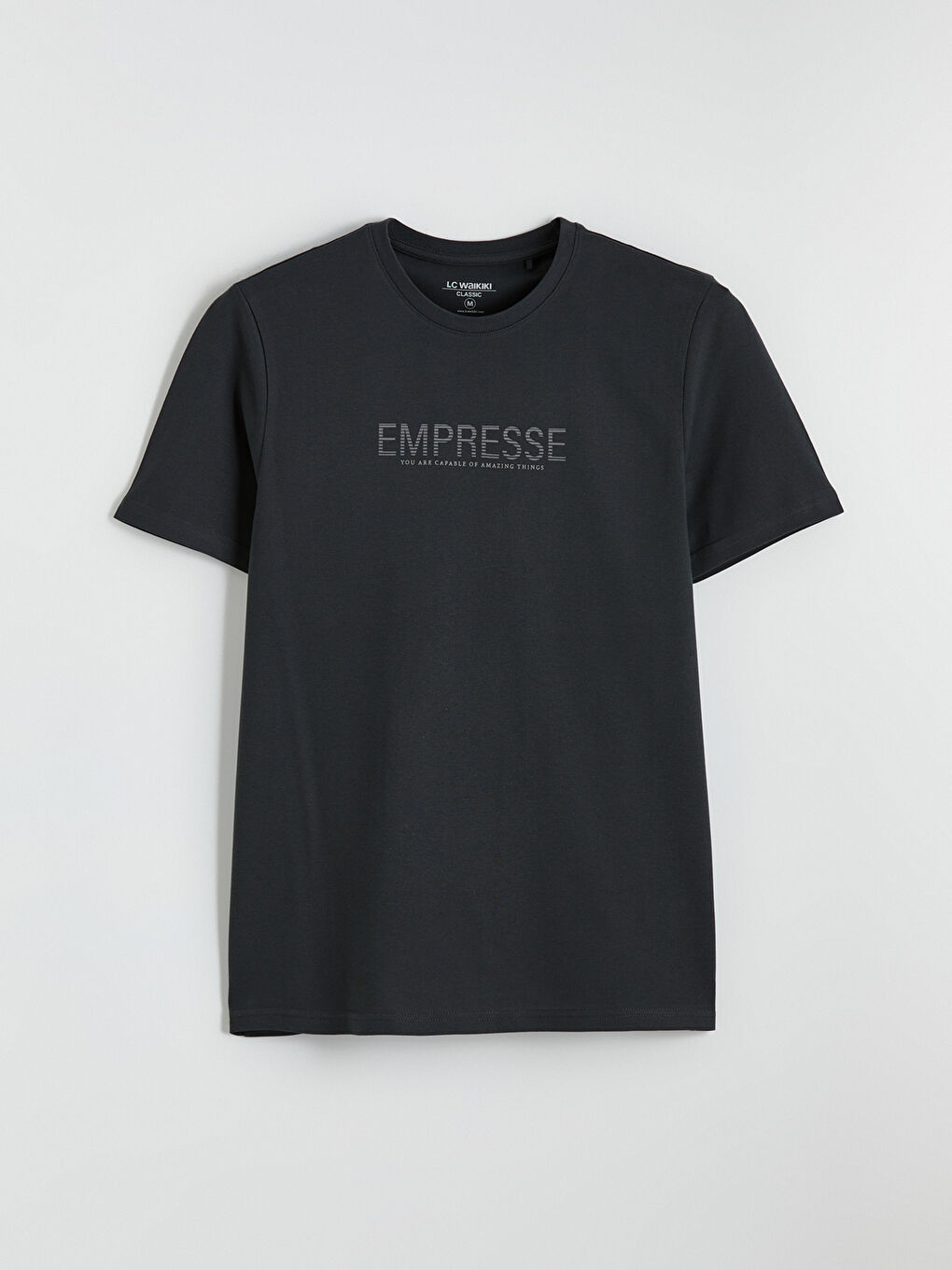 Crew Neck Letter Printed Men's Pique T-Shirt-4