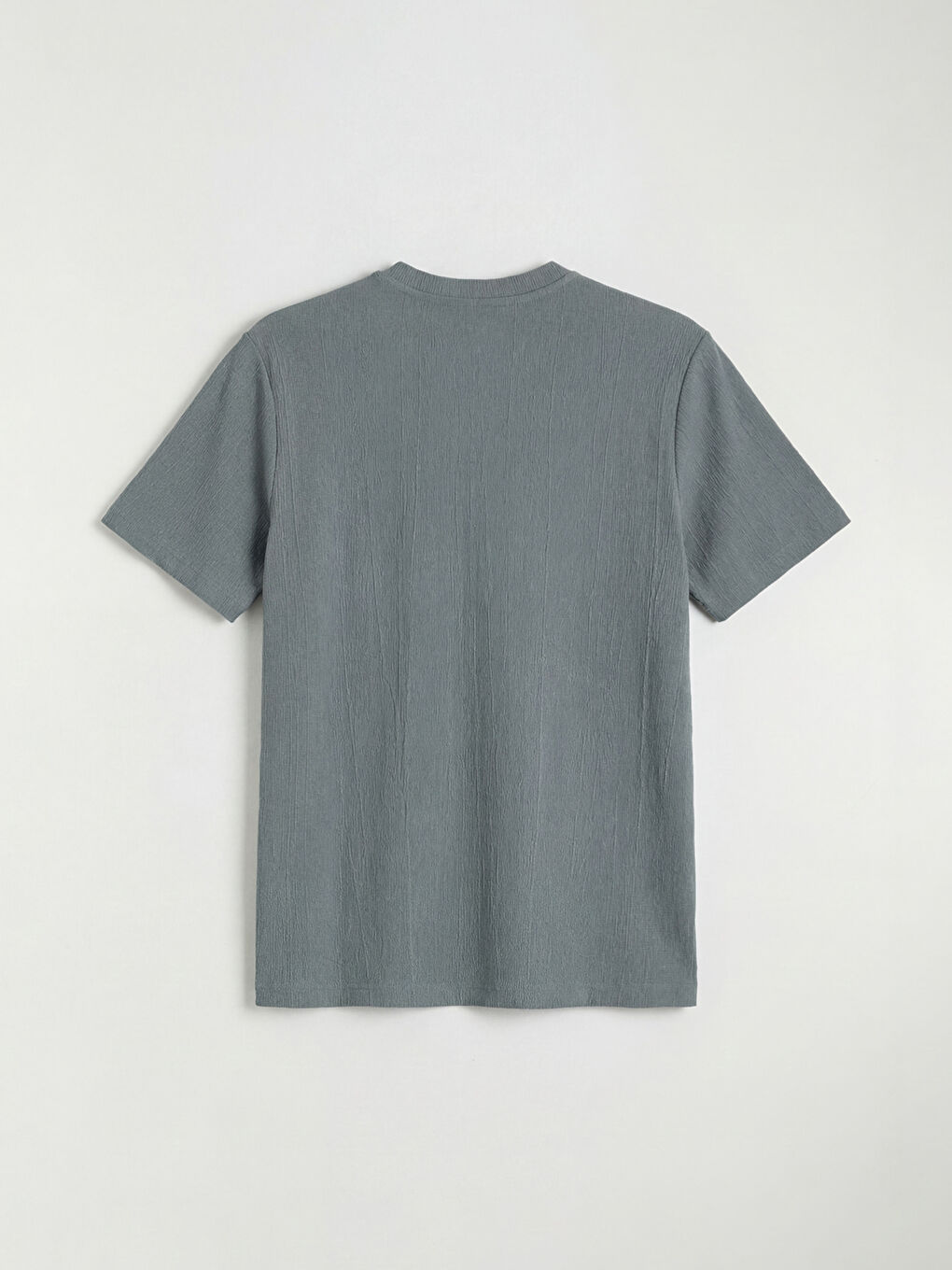 Gri Bisiklet Yaka Baskılı  Erkek Tişört-5