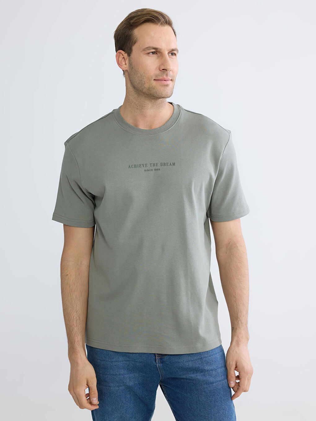 Oversized Fit Crew Neck Printed Men's T-Shirt