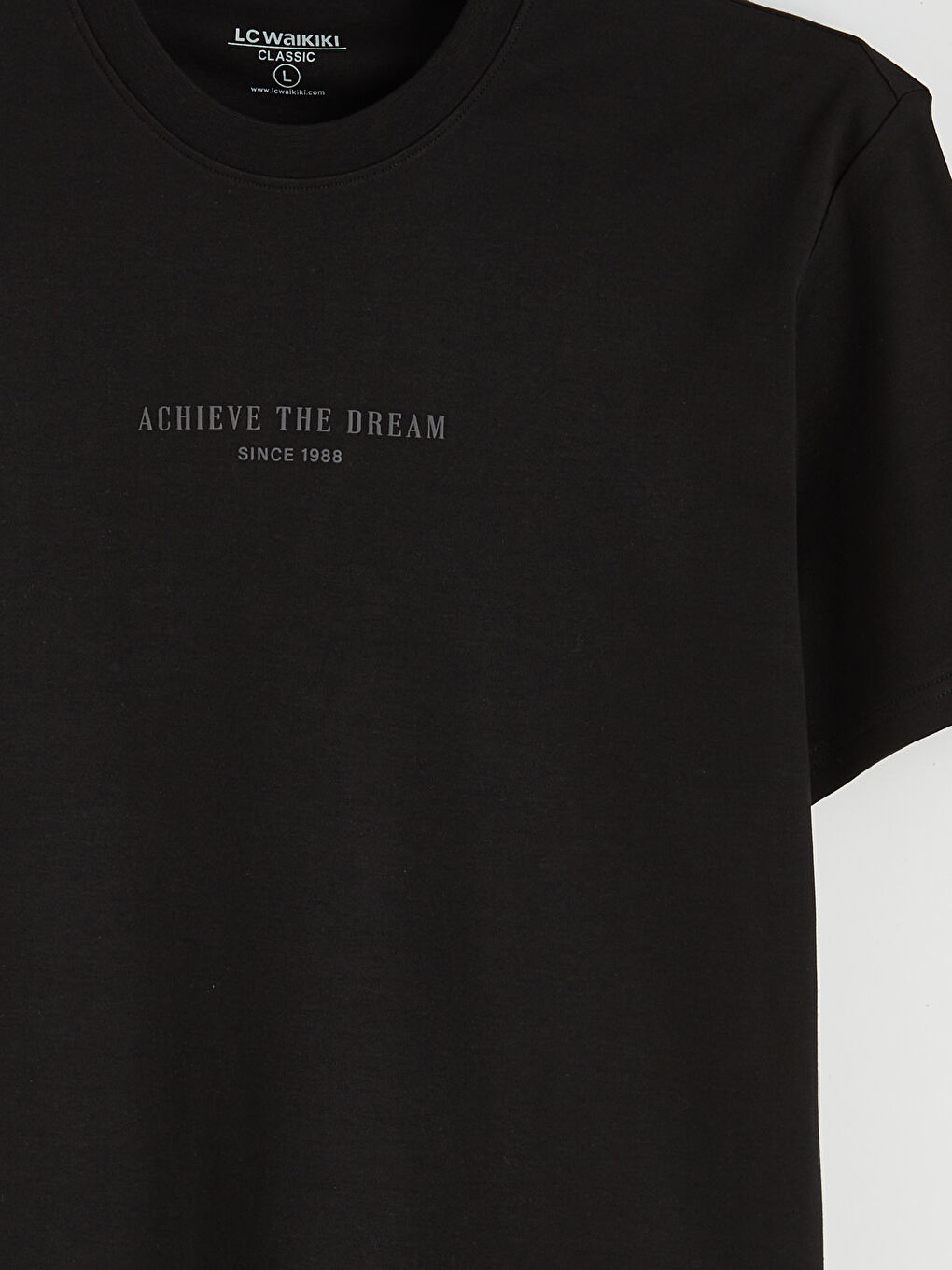 Siyah Oversize Fit Bisiklet Yaka Baskılı Erkek Tişört-5