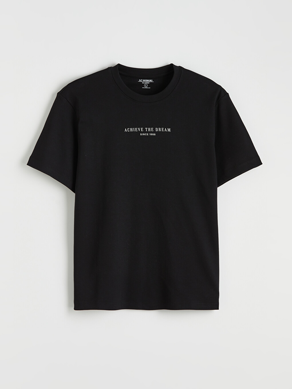 Siyah Oversize Fit Bisiklet Yaka Baskılı Erkek Tişört-4