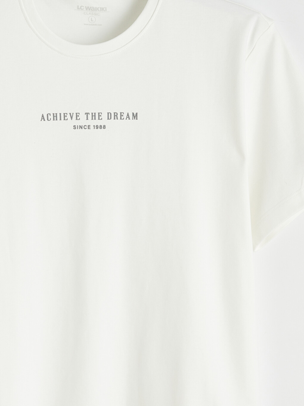 Beyaz Oversize Fit Bisiklet Yaka Baskılı Erkek Tişört-5