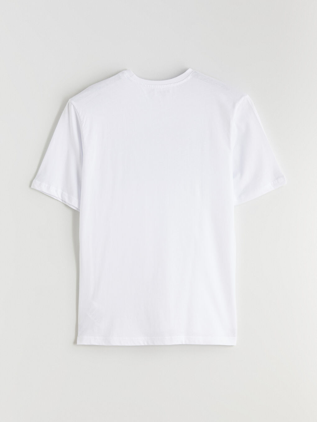 Beyaz Bisiklet Yaka Baskılı Penye Erkek Tişört-5