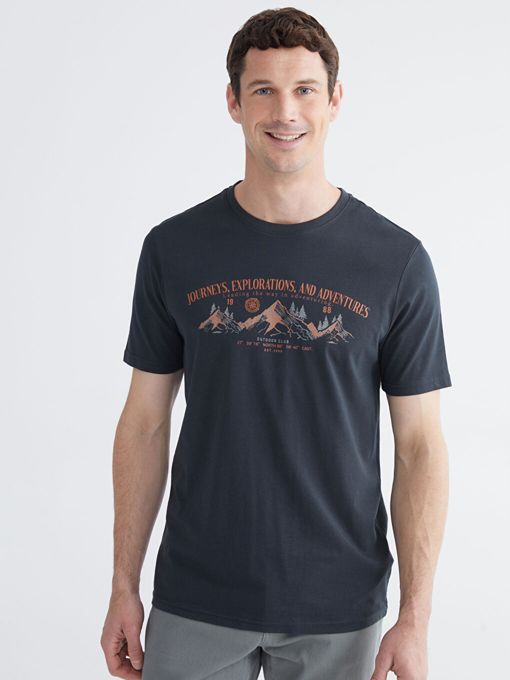 Plus Size Crew Neck Printed Cotton Men's T-Shirt