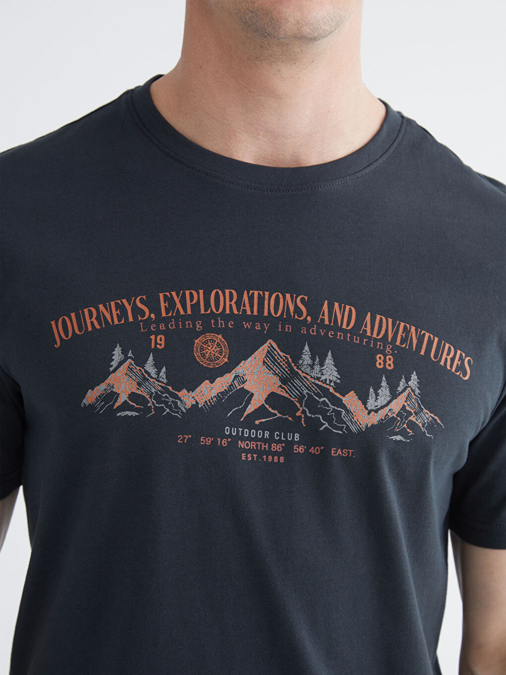 Plus Size Crew Neck Printed Cotton Men's T-Shirt-2