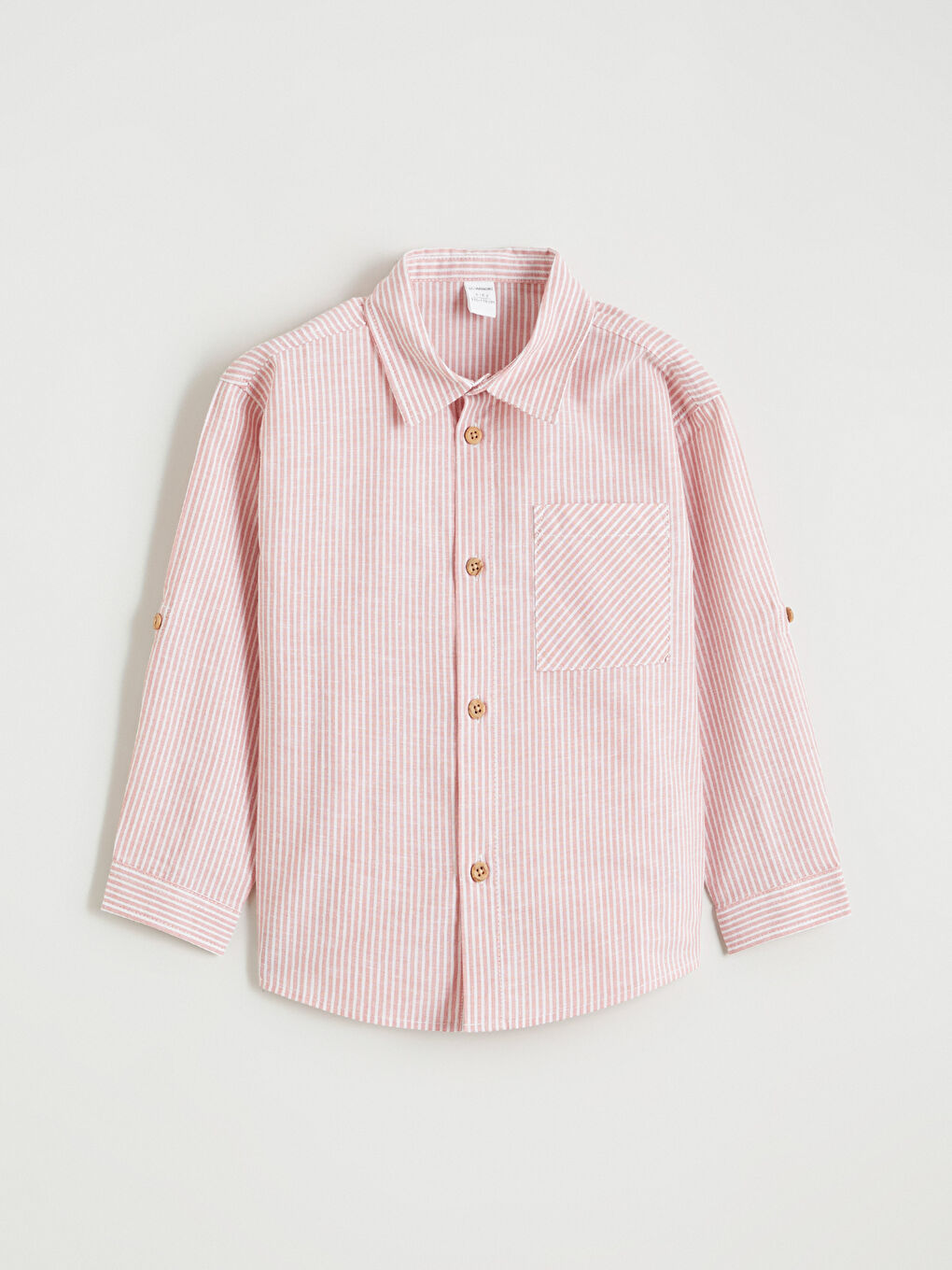Turuncu Çizgili Keten Karışımlı Erkek Çocuk Gömlek