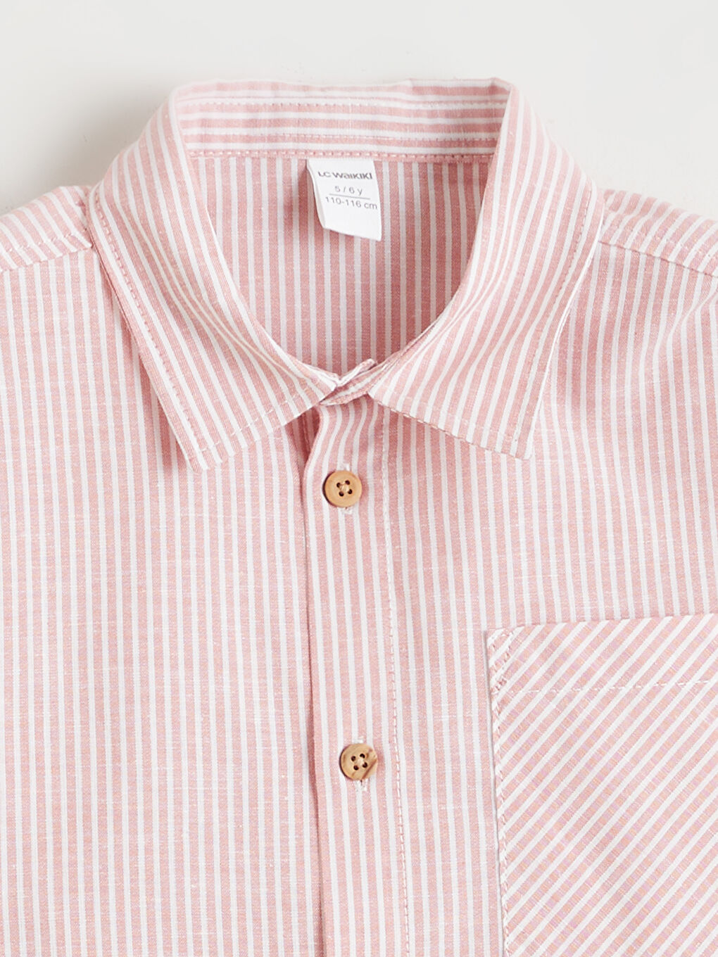 Turuncu Çizgili Keten Karışımlı Erkek Çocuk Gömlek-1