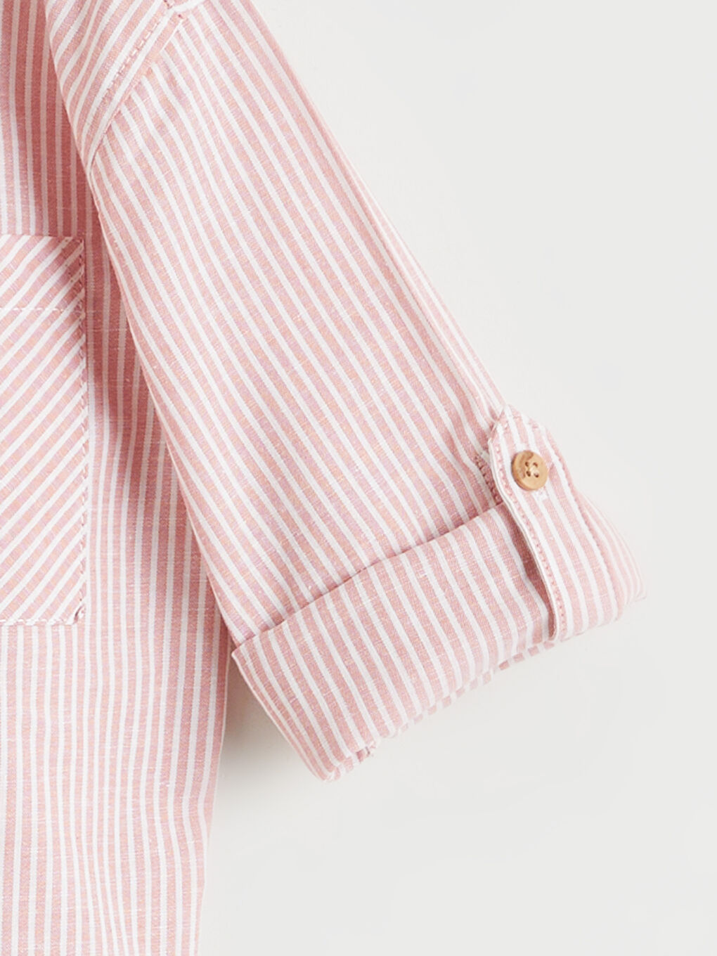 Turuncu Çizgili Keten Karışımlı Erkek Çocuk Gömlek-2