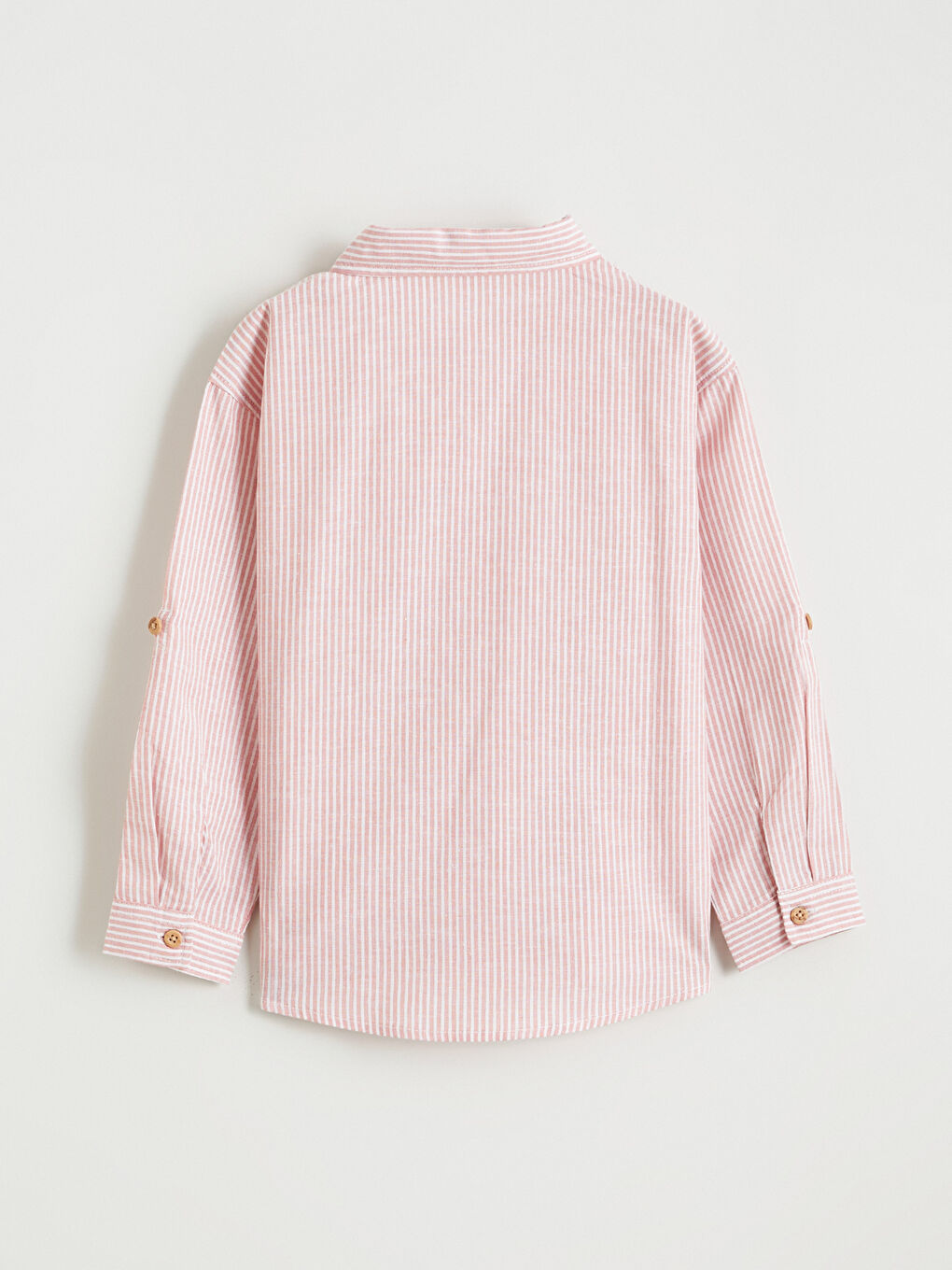 Turuncu Çizgili Keten Karışımlı Erkek Çocuk Gömlek-3