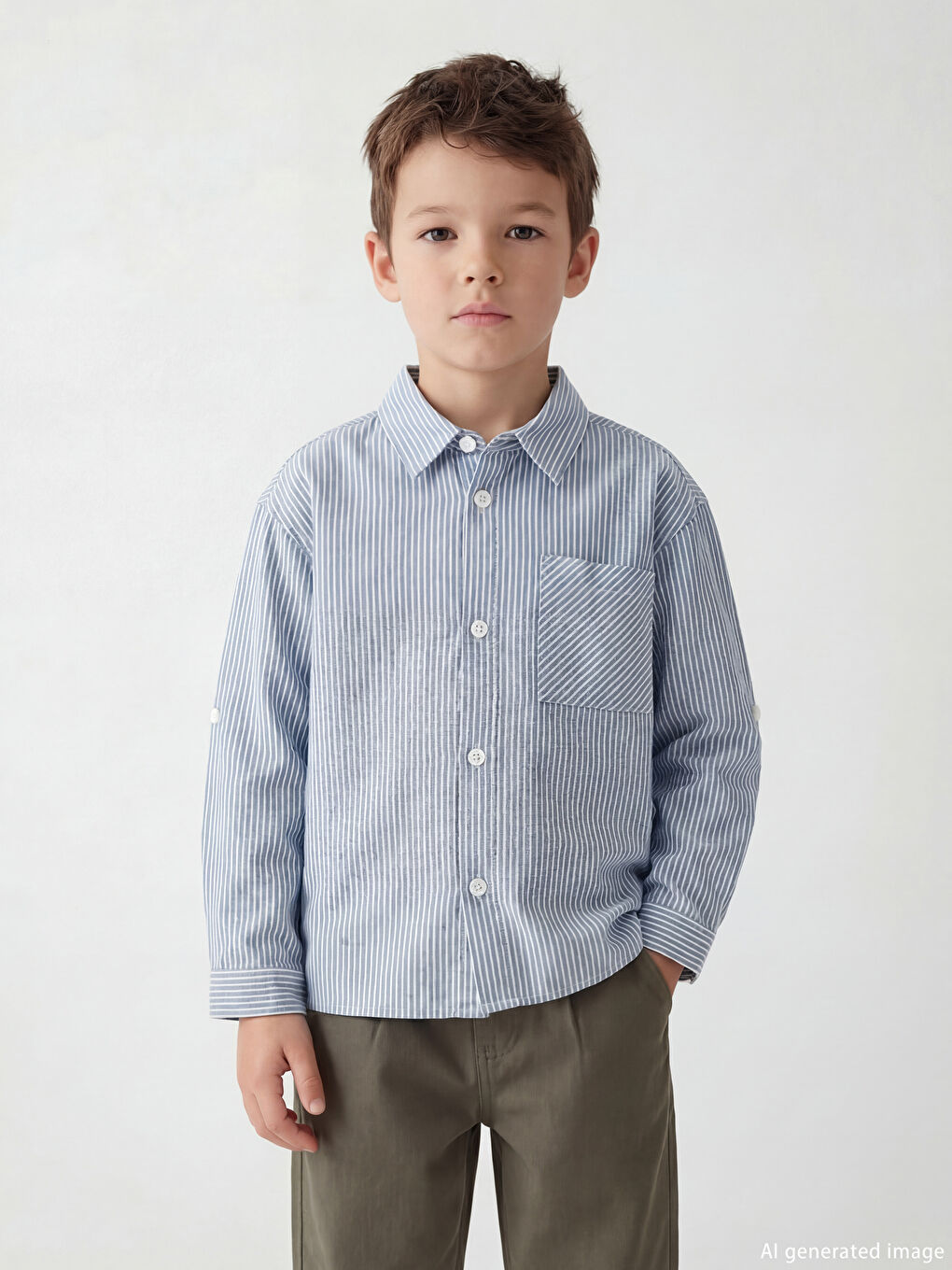 Πουκάμισο Ριγέ από Μείγμα Λινού για αγόρια