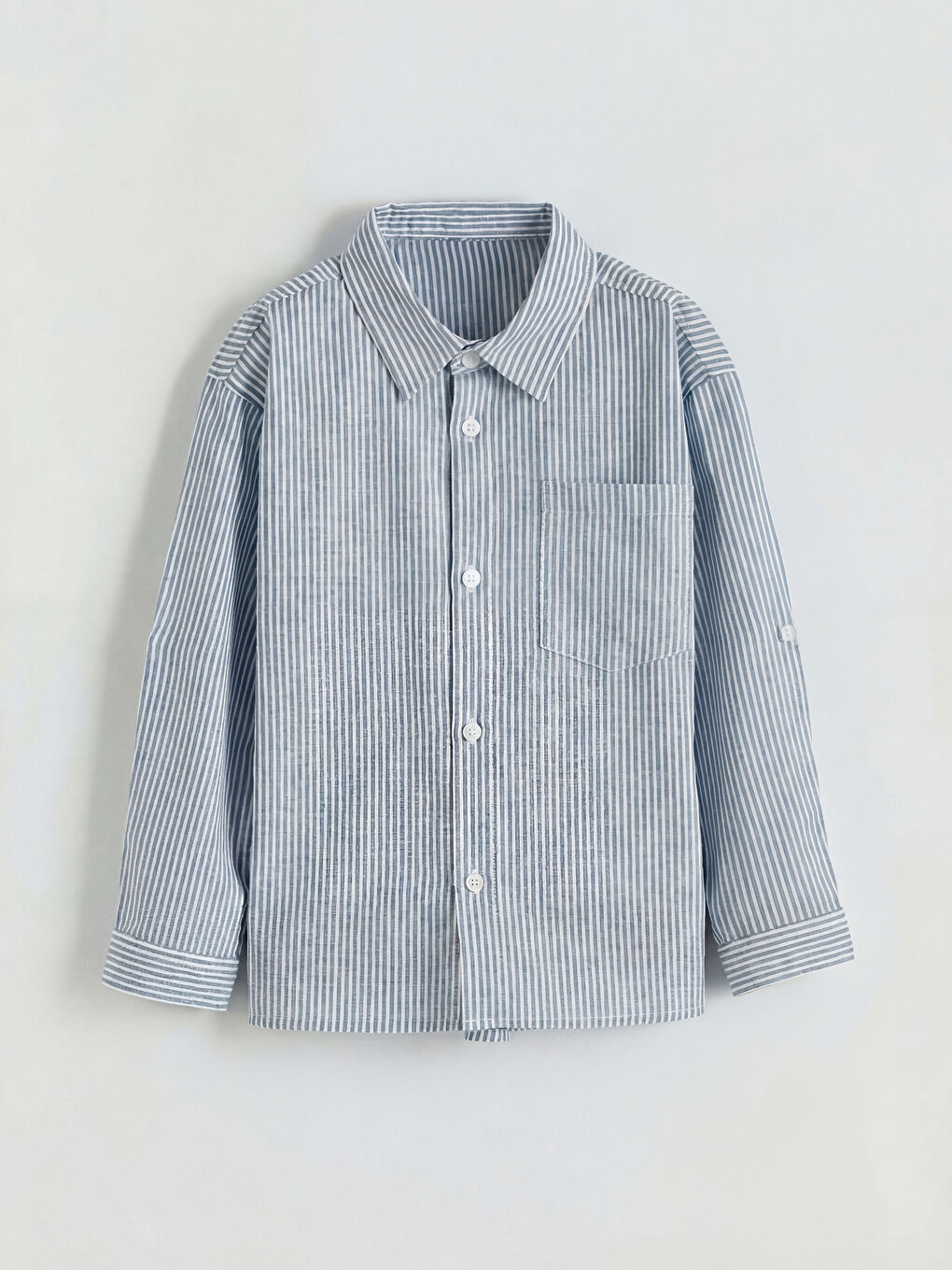 Раирана риза от ленена смес за момчета