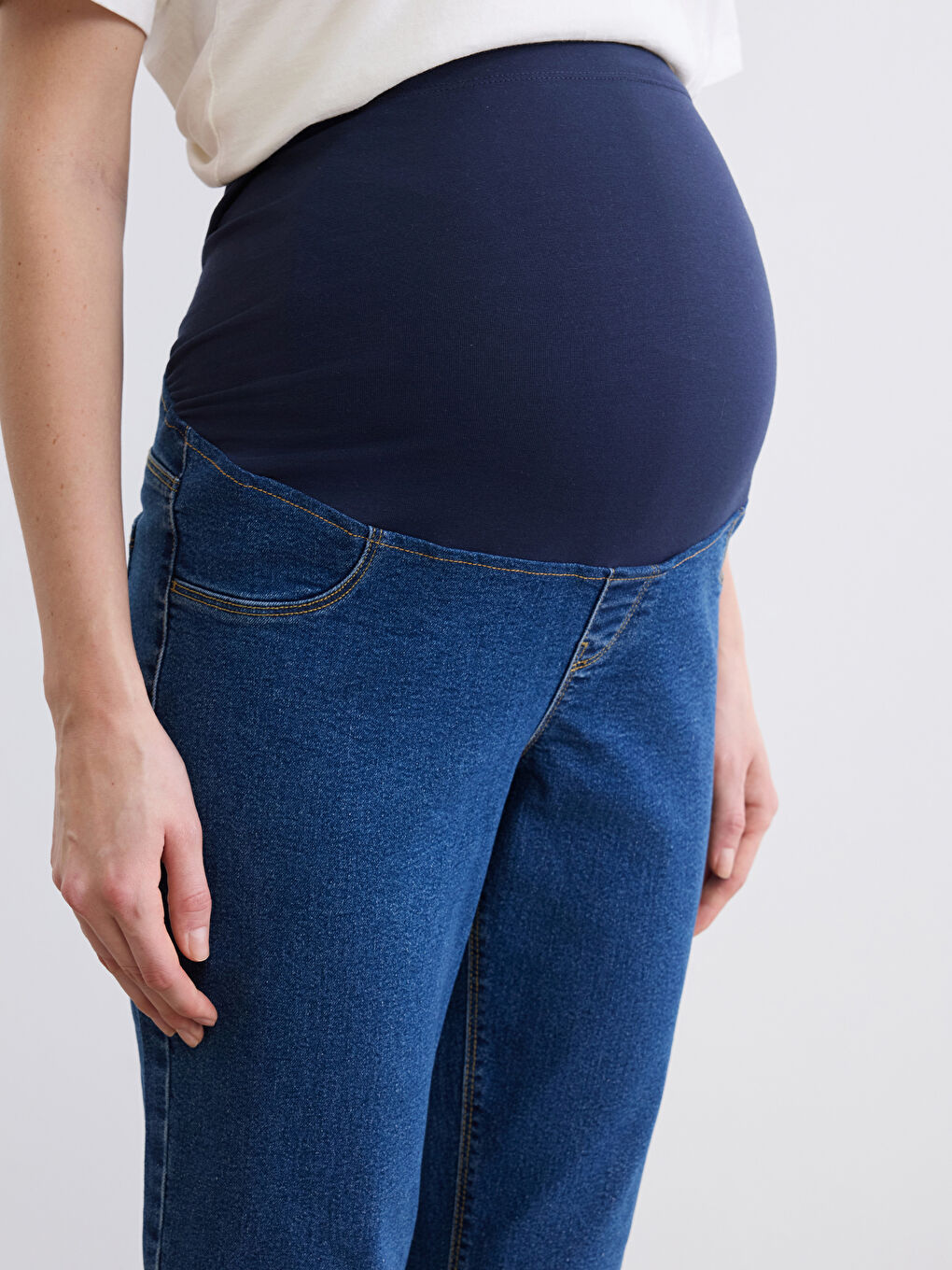 Mom Fit Maternity Jeans with Over Bump Panel-2