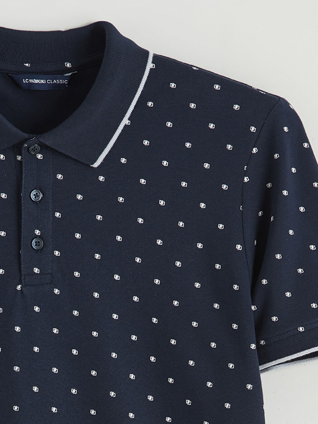 تي شيرت ياقة بولو منقوش بيكيه للرجال-5