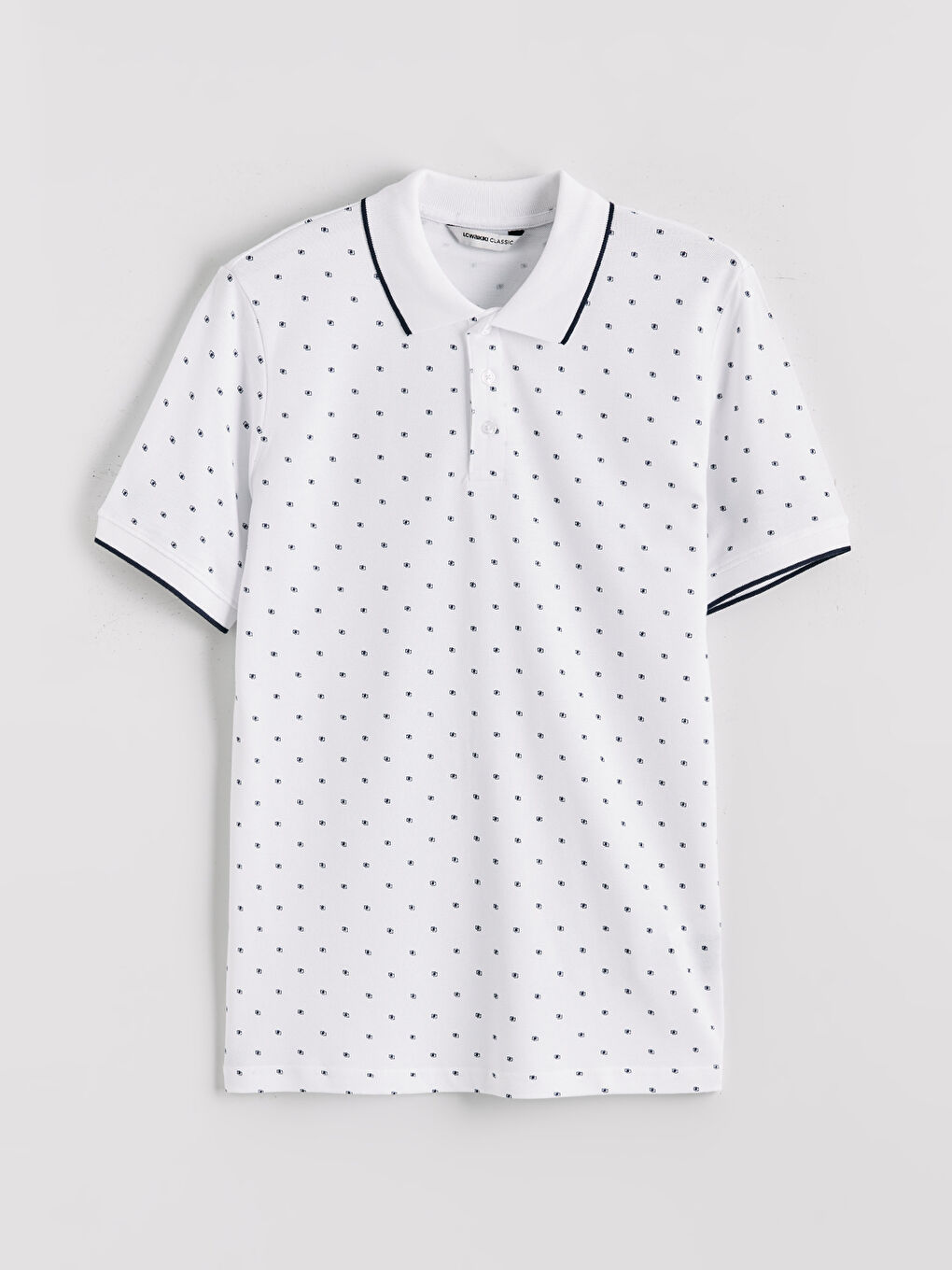 تي شيرت ياقة بولو منقوش بيكيه للرجال-4