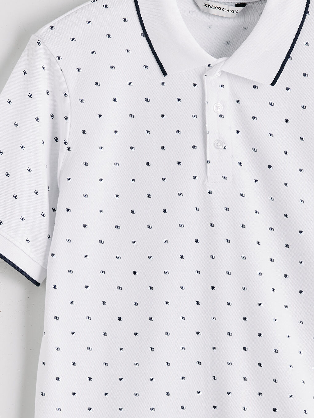 تي شيرت ياقة بولو منقوش بيكيه للرجال-5