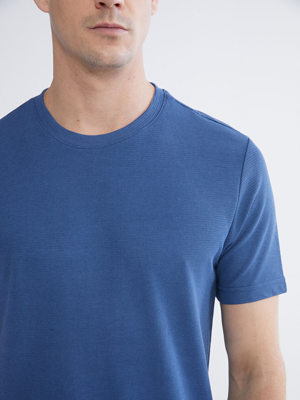 İndigo Bisiklet Yaka Penye Erkek Tişört-2