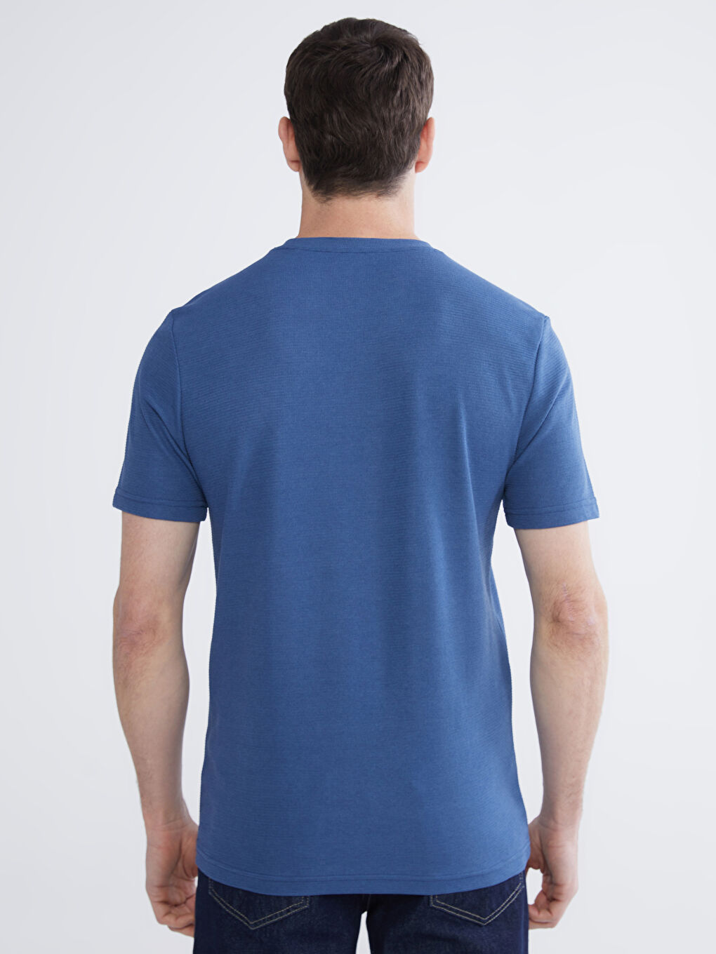 İndigo Bisiklet Yaka Penye Erkek Tişört-3