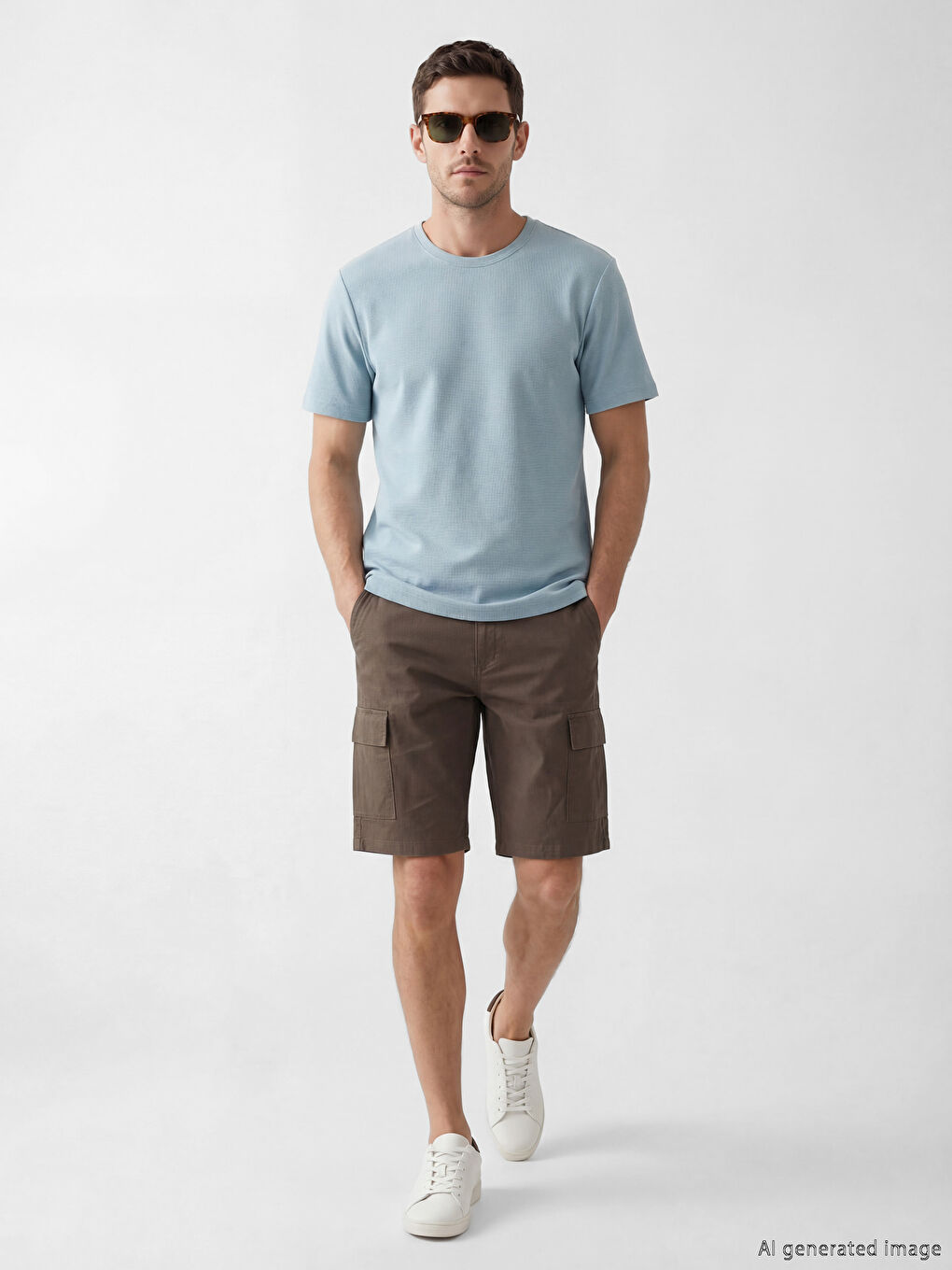 Mavi Bisiklet Yaka Penye Erkek Tişört-1