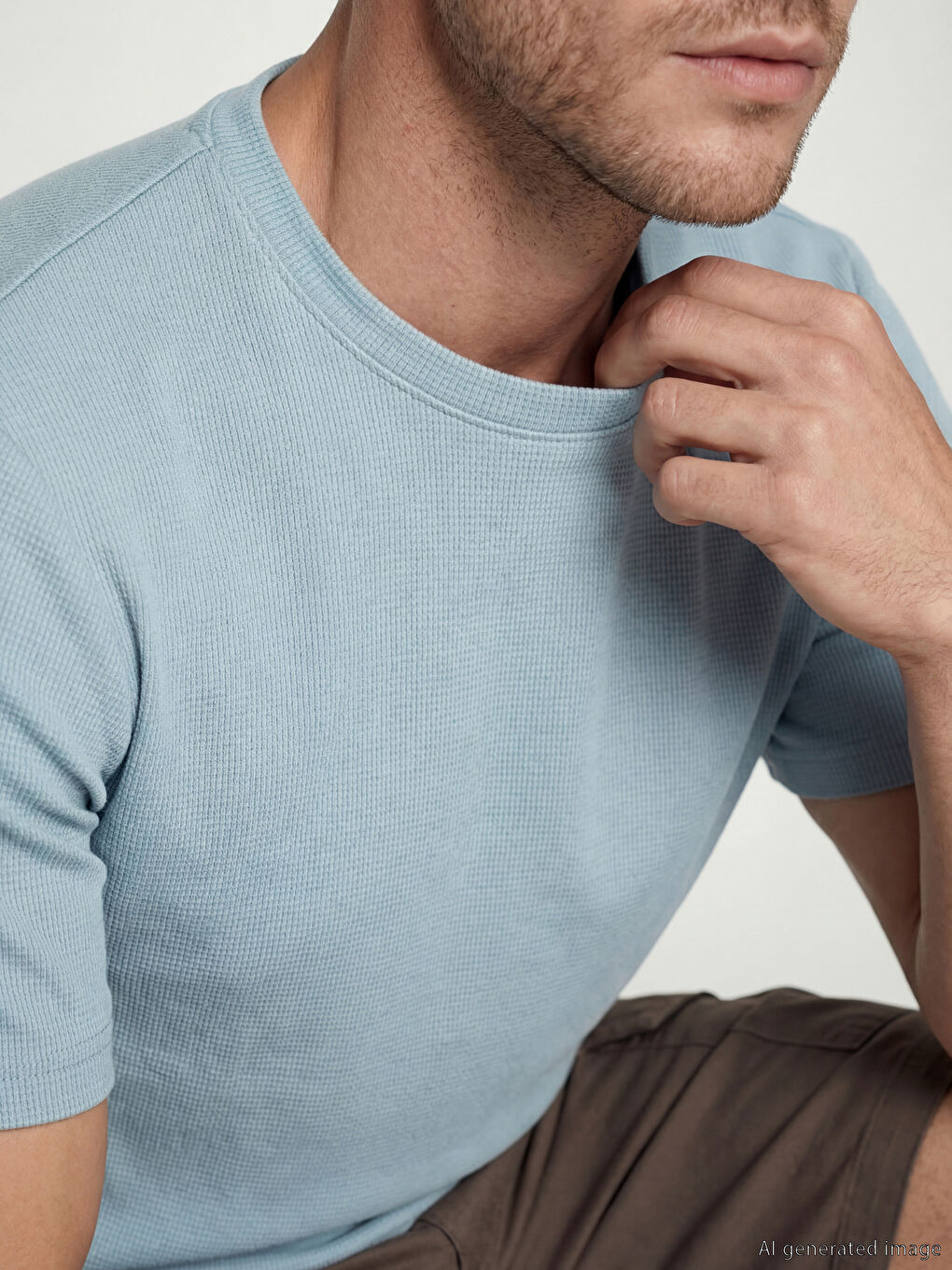 Mavi Bisiklet Yaka Penye Erkek Tişört-2