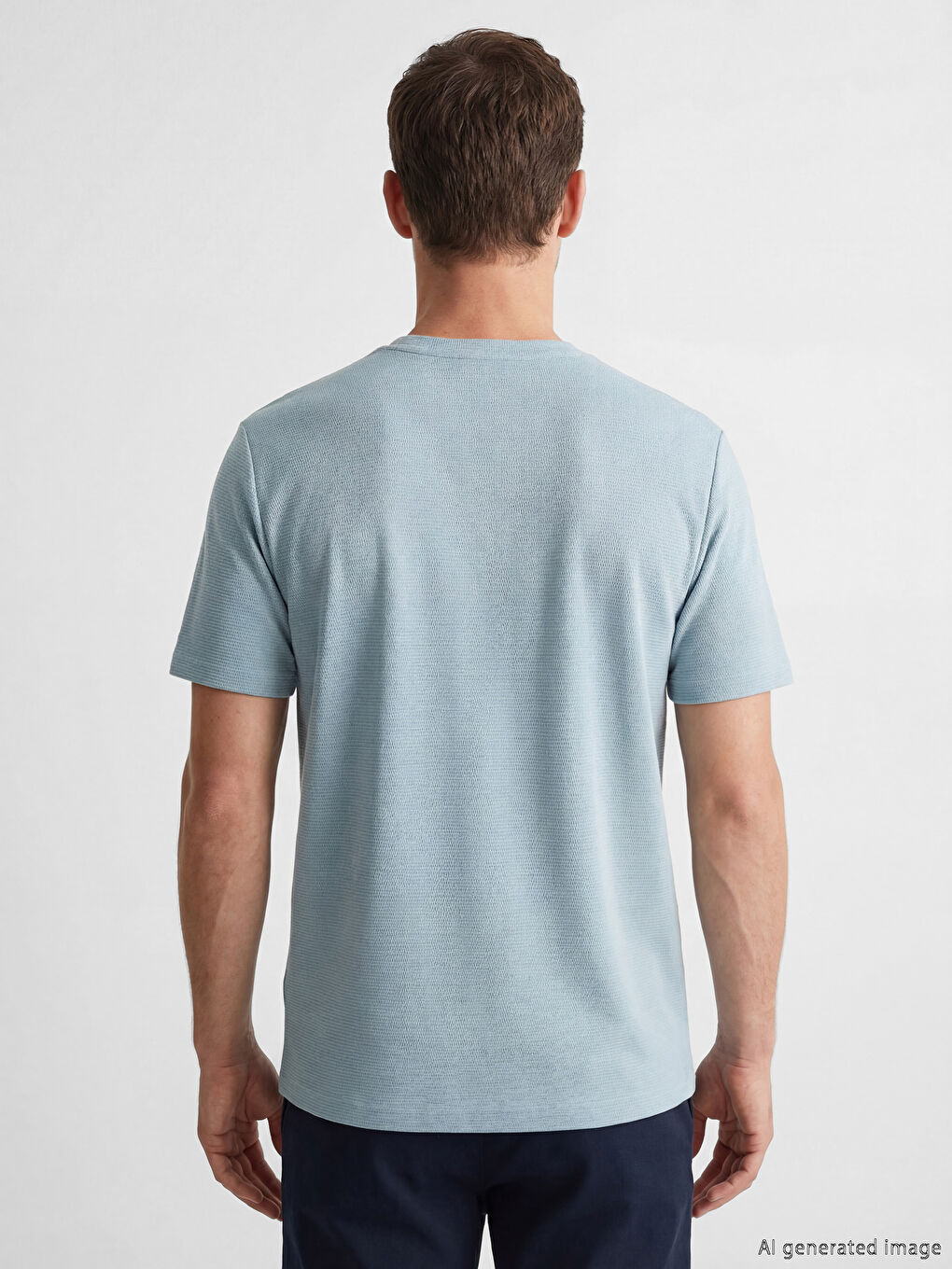 Mavi Bisiklet Yaka Penye Erkek Tişört-3