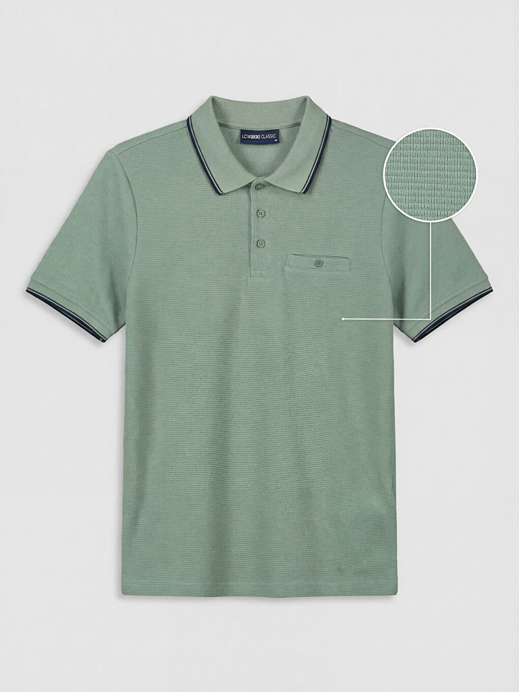 Yeşil Polo Yaka Erkek Dokulu Tişört