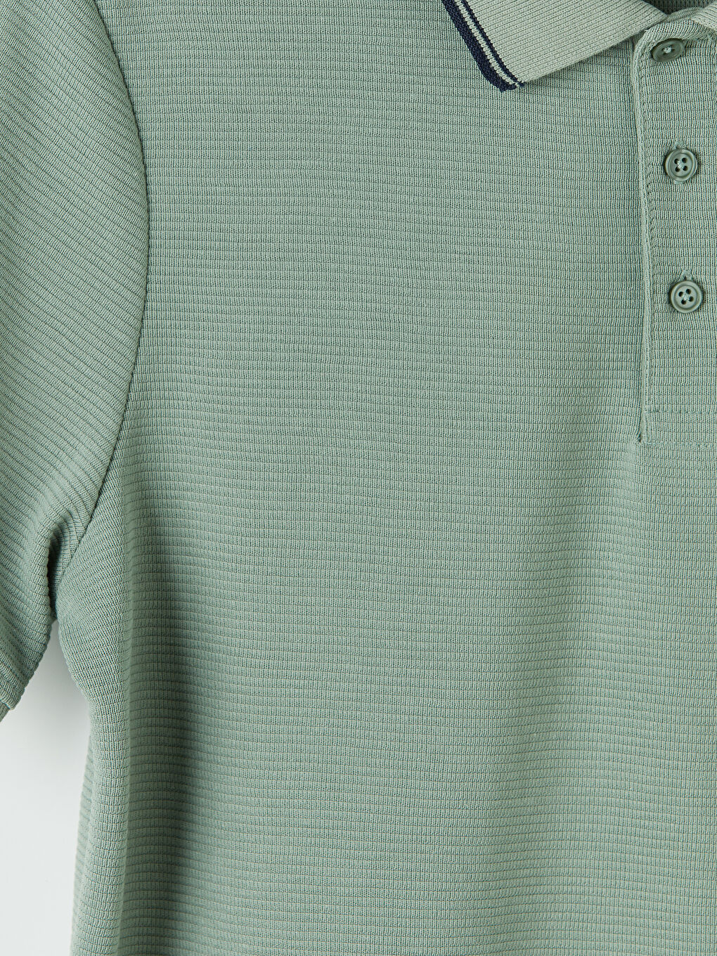 Yeşil Polo Yaka Erkek Dokulu Tişört-2