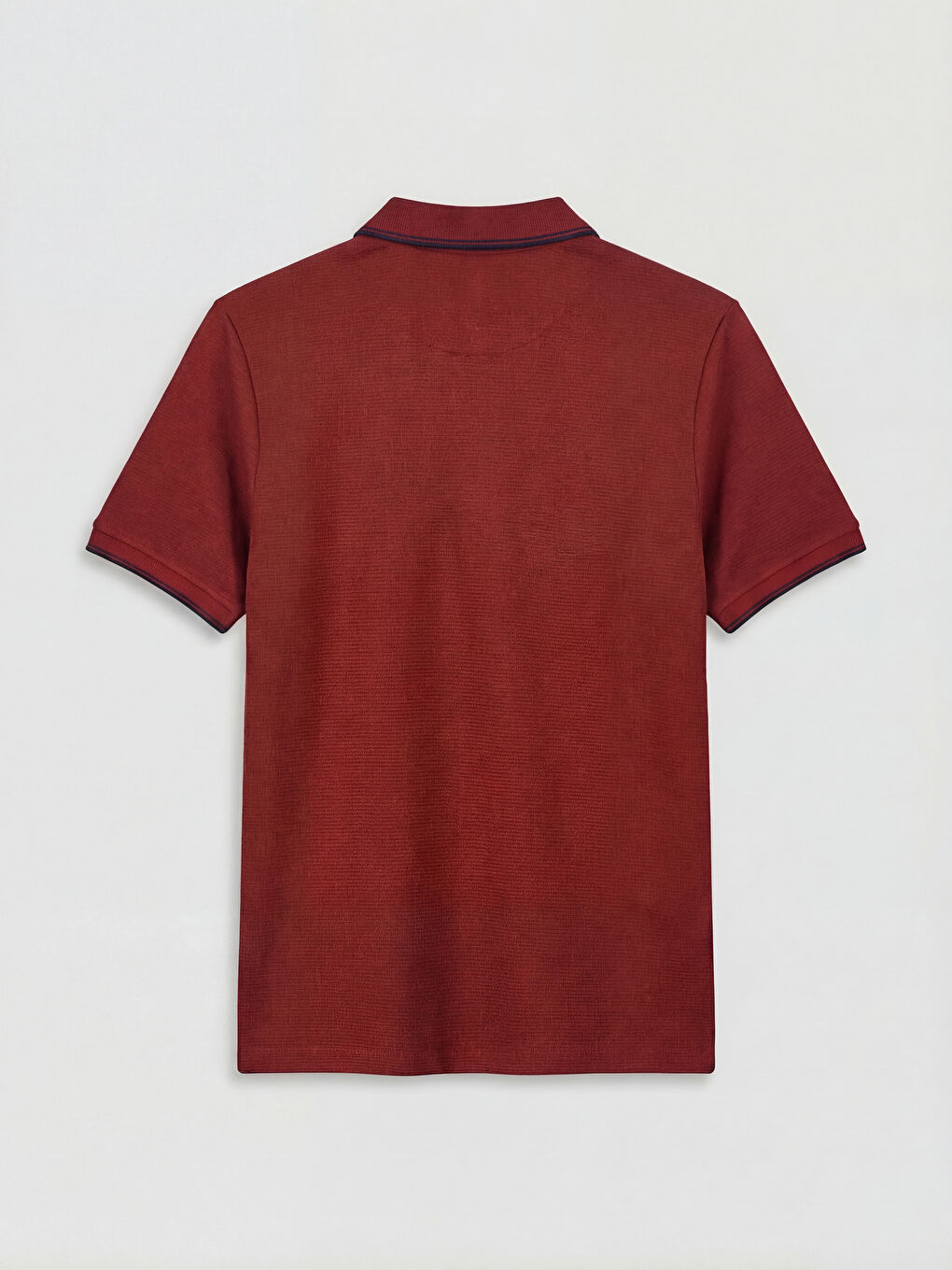 Bordo Polo Yaka Erkek Dokulu Tişört-4