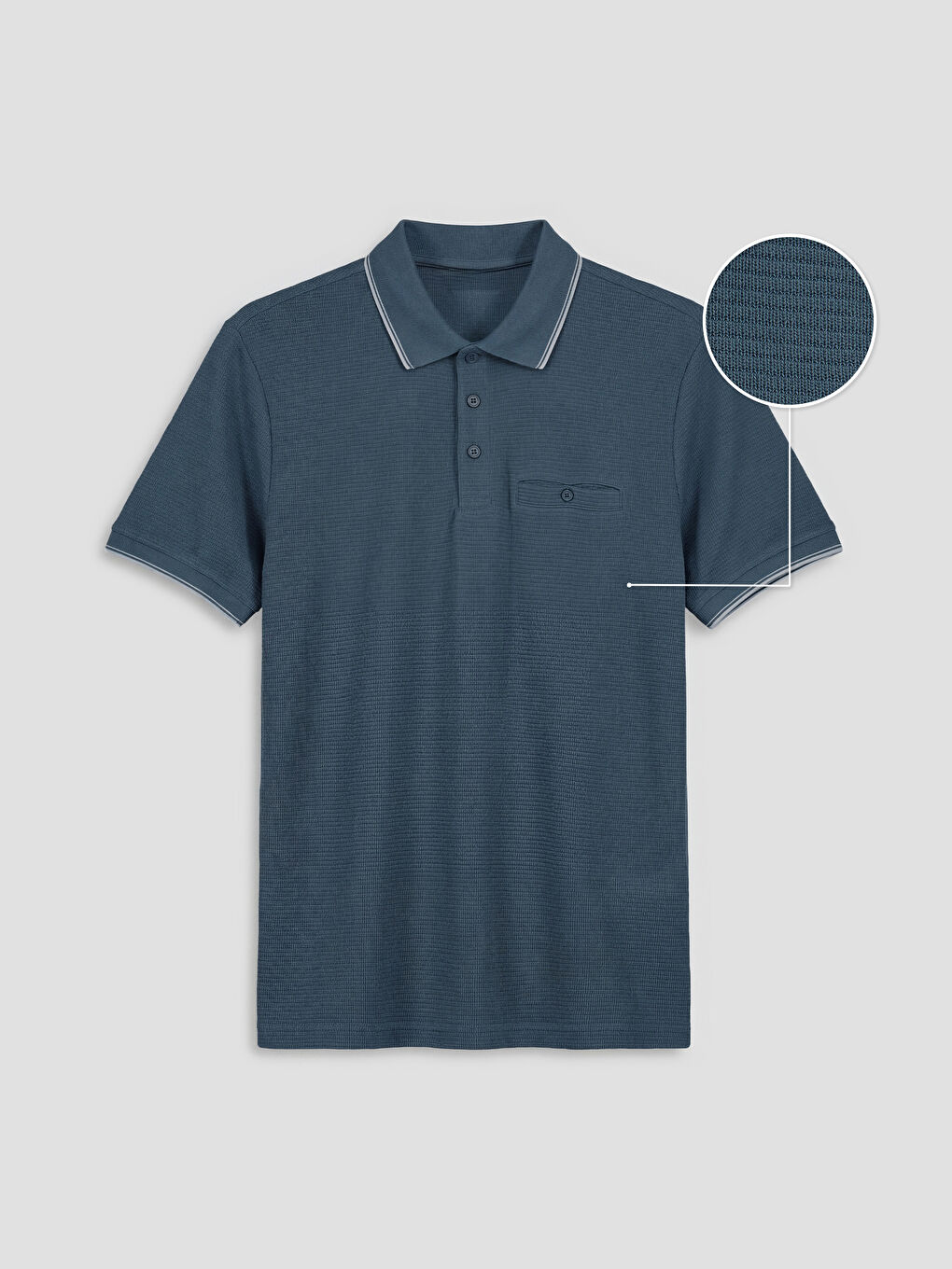 İndigo Polo Yaka Strüktürlü Erkek Tişört