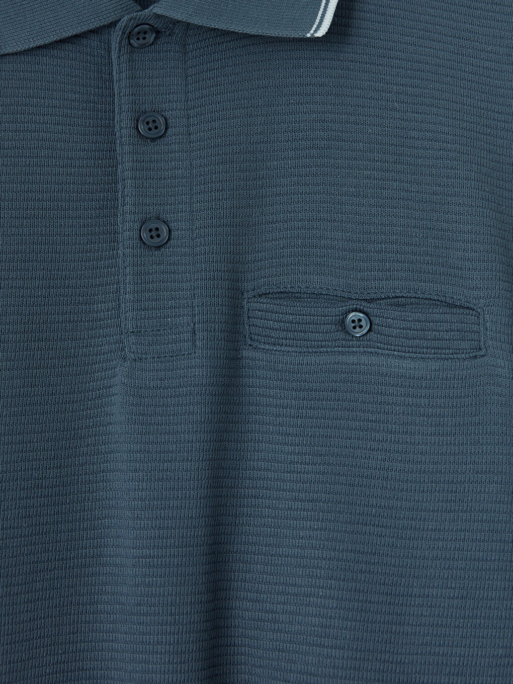 İndigo Polo Yaka Strüktürlü Erkek Tişört-2