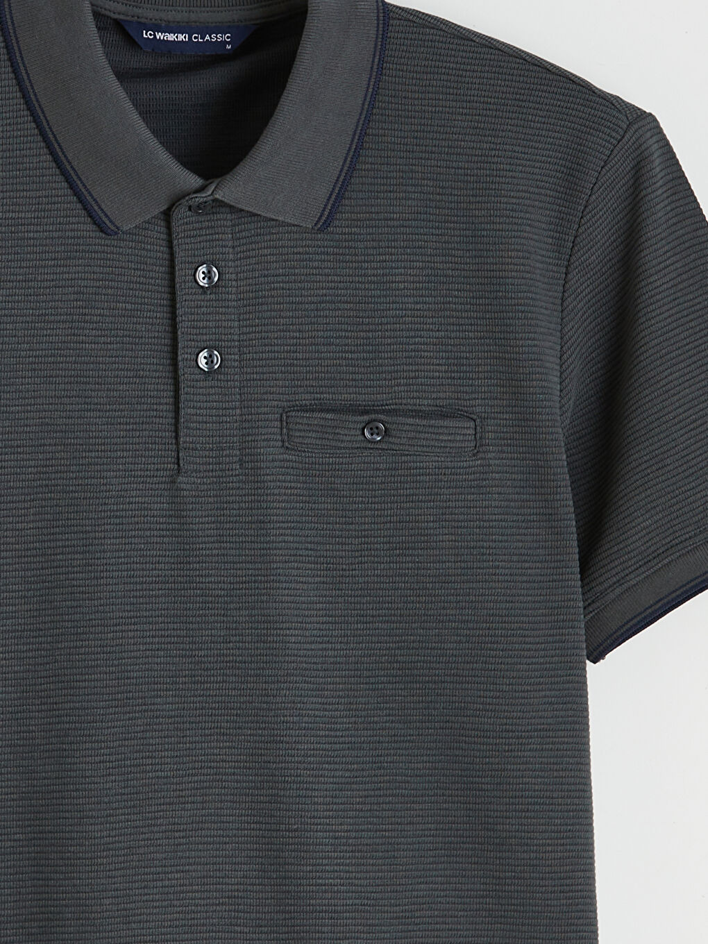 Antrasit Polo Yaka Erkek Dokulu Tişört-5